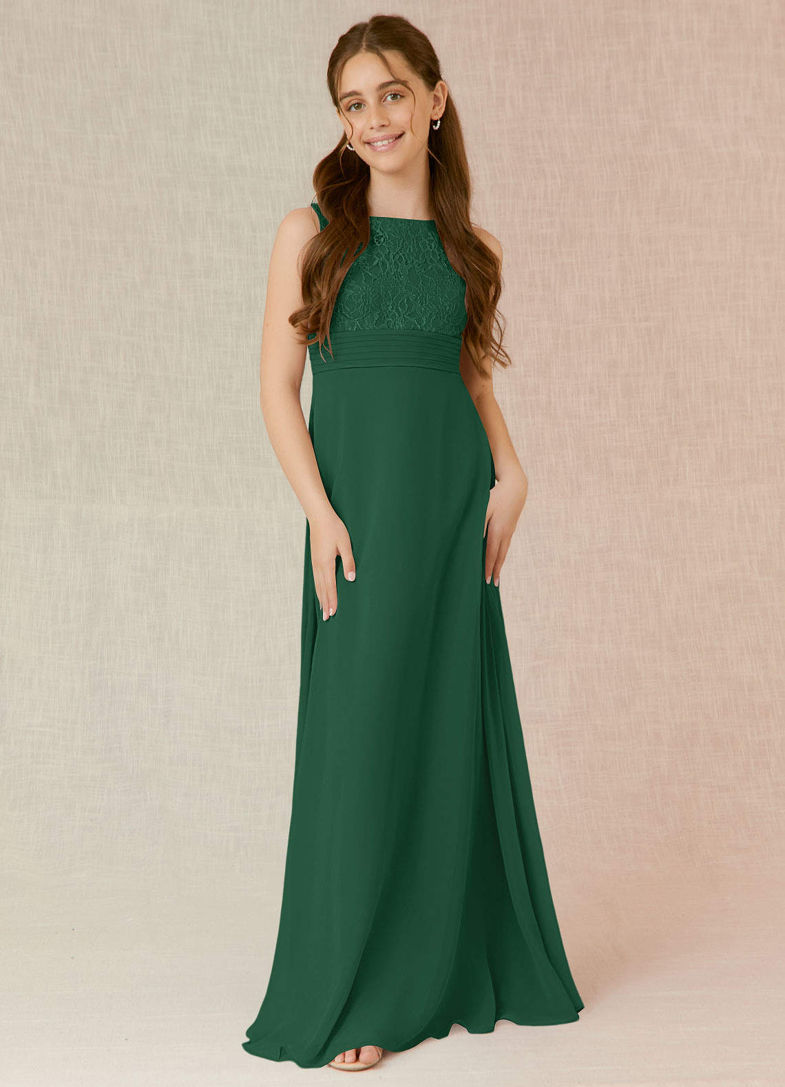 Azazie Snow Junior Bridesmaid Dress in Dark Green | Azazie