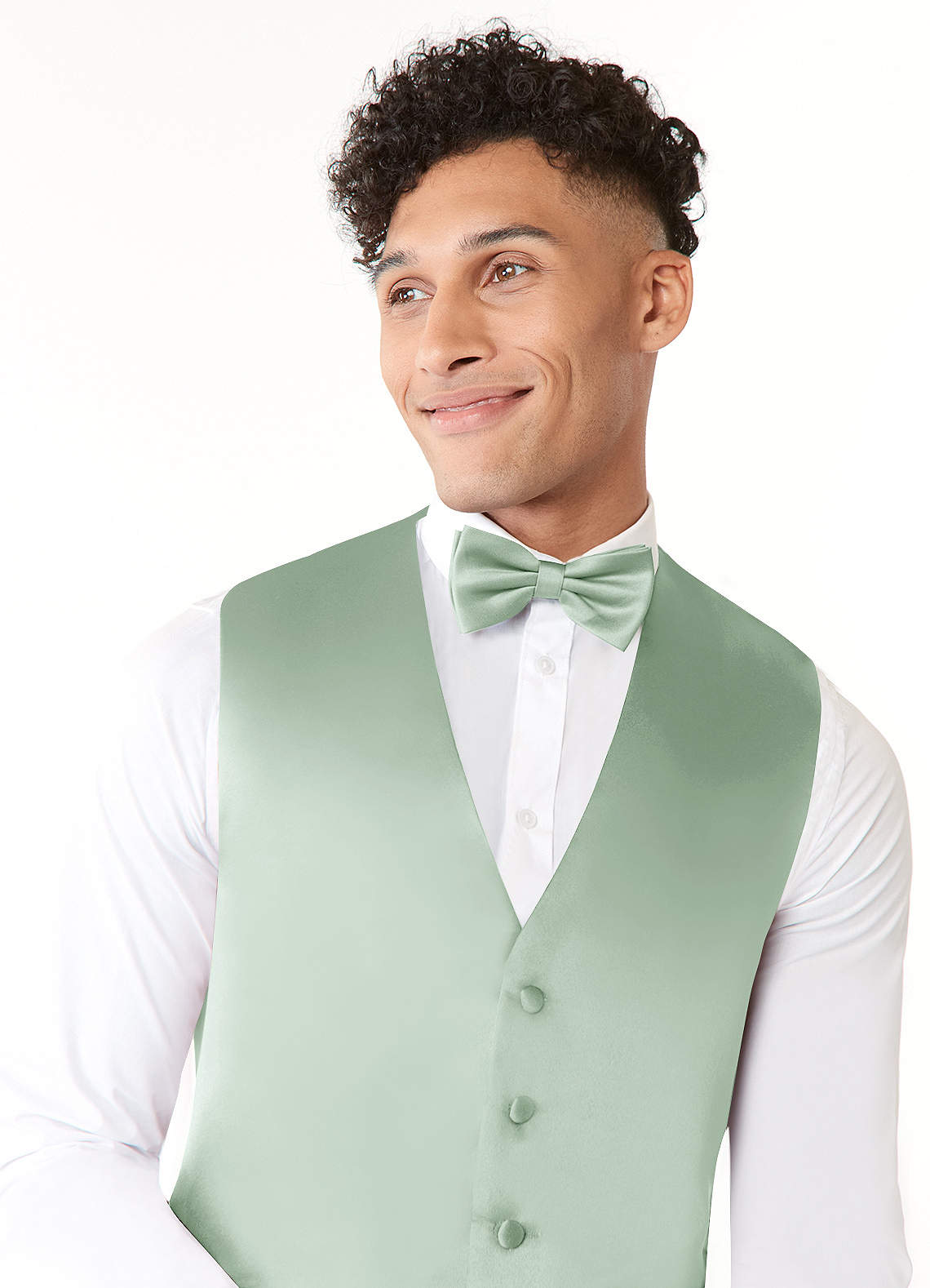 front Matte Satin Vest and Bow Tie Set