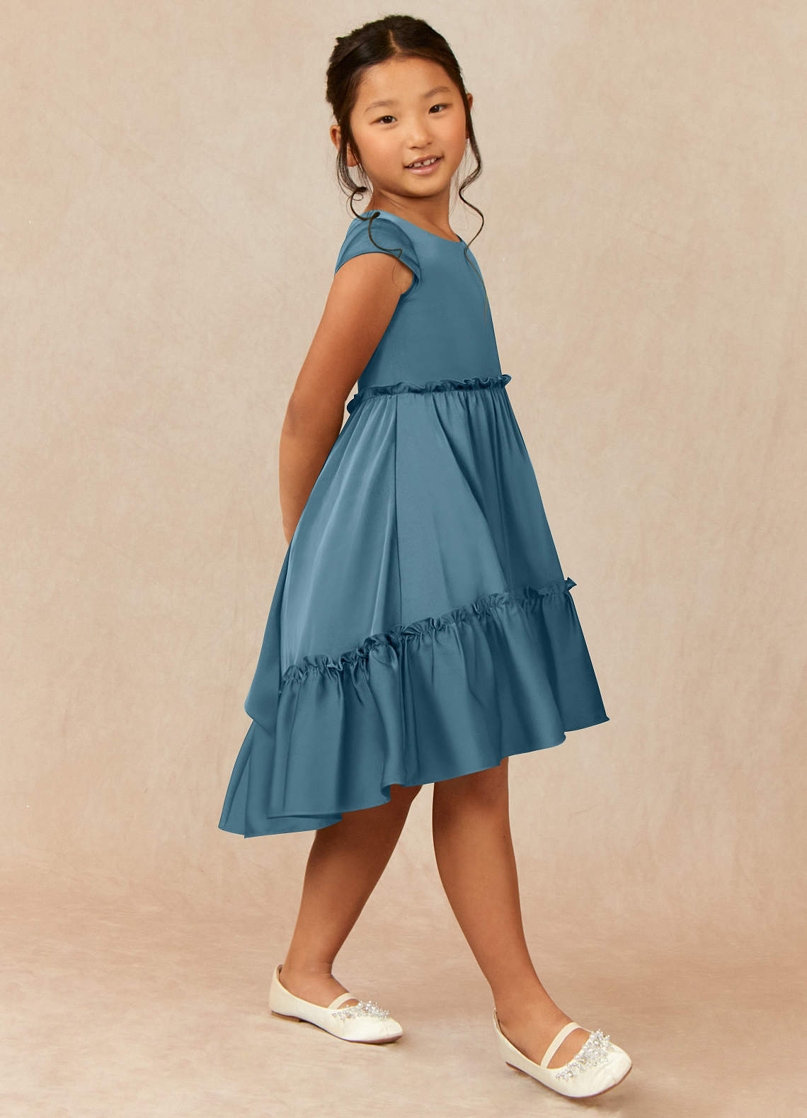 Azazie Lee Final Sale Bermuda A-Line Bow Stretch Satin Dress image2