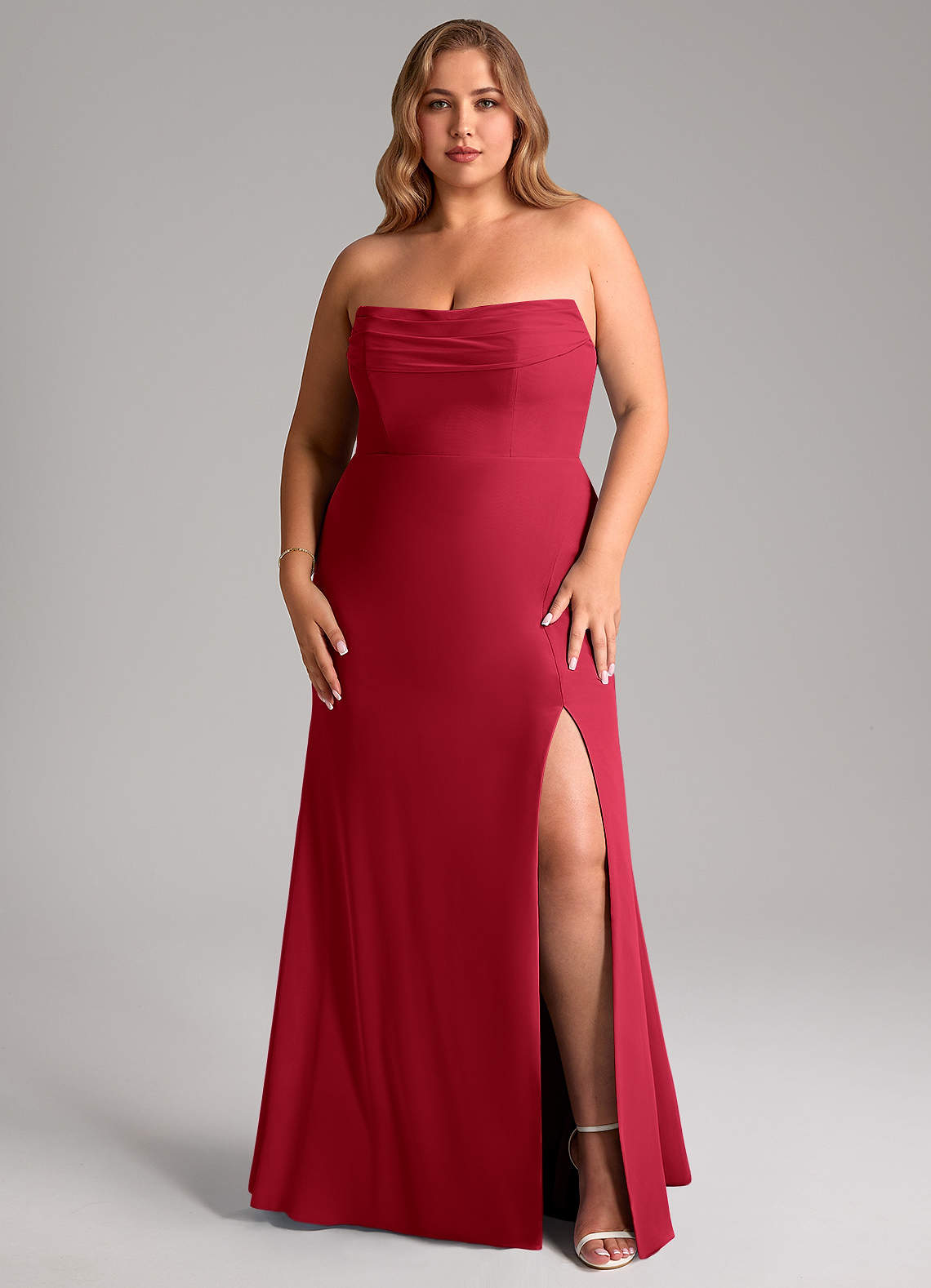Azazie Saige Scarlet Chiffon Bridesmaid Dresses | Azazie