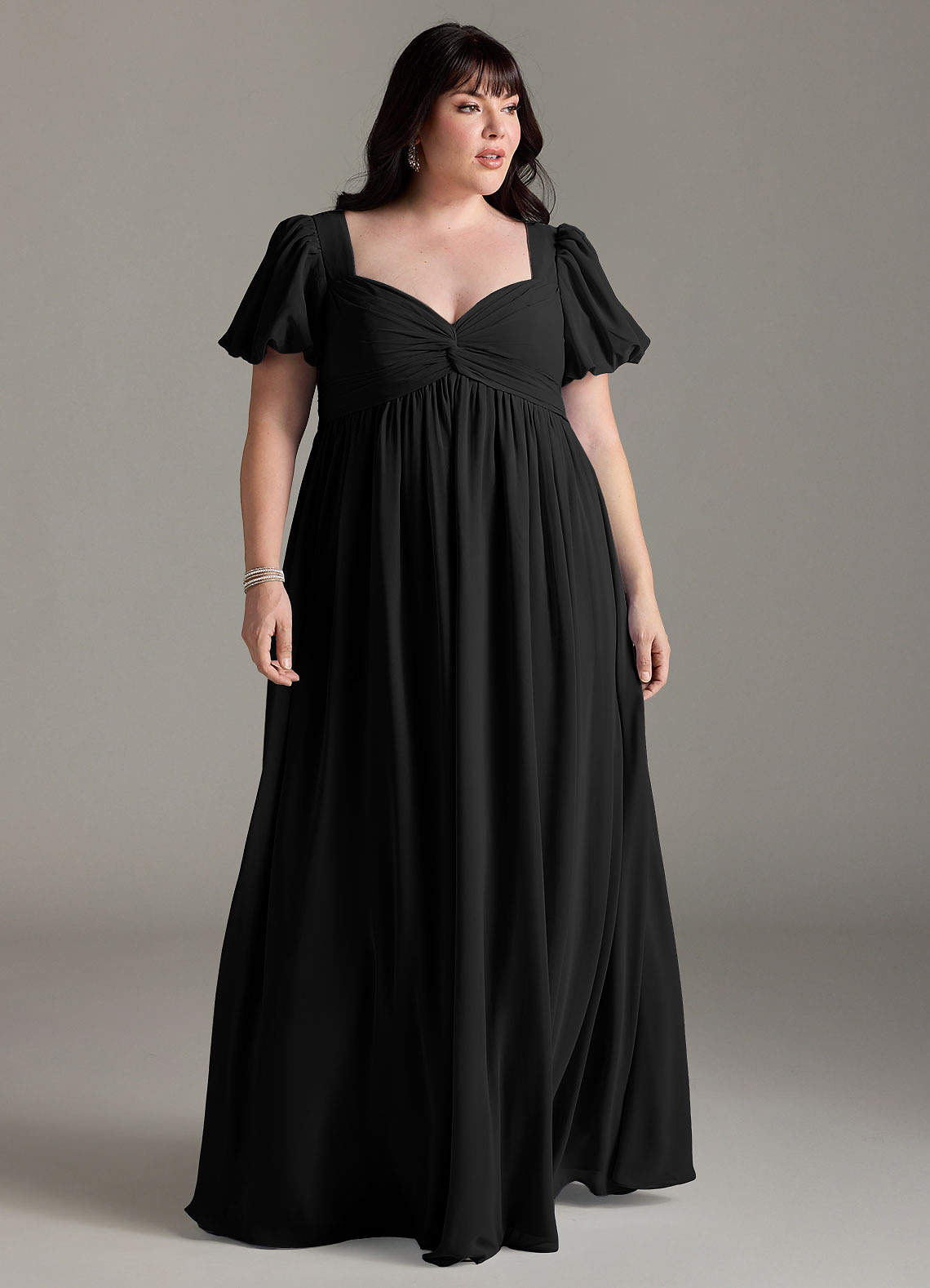 Azazie Madisynn Maternity Bridesmaid Dresses Bow Chiffon Floor-Length Dress image4
