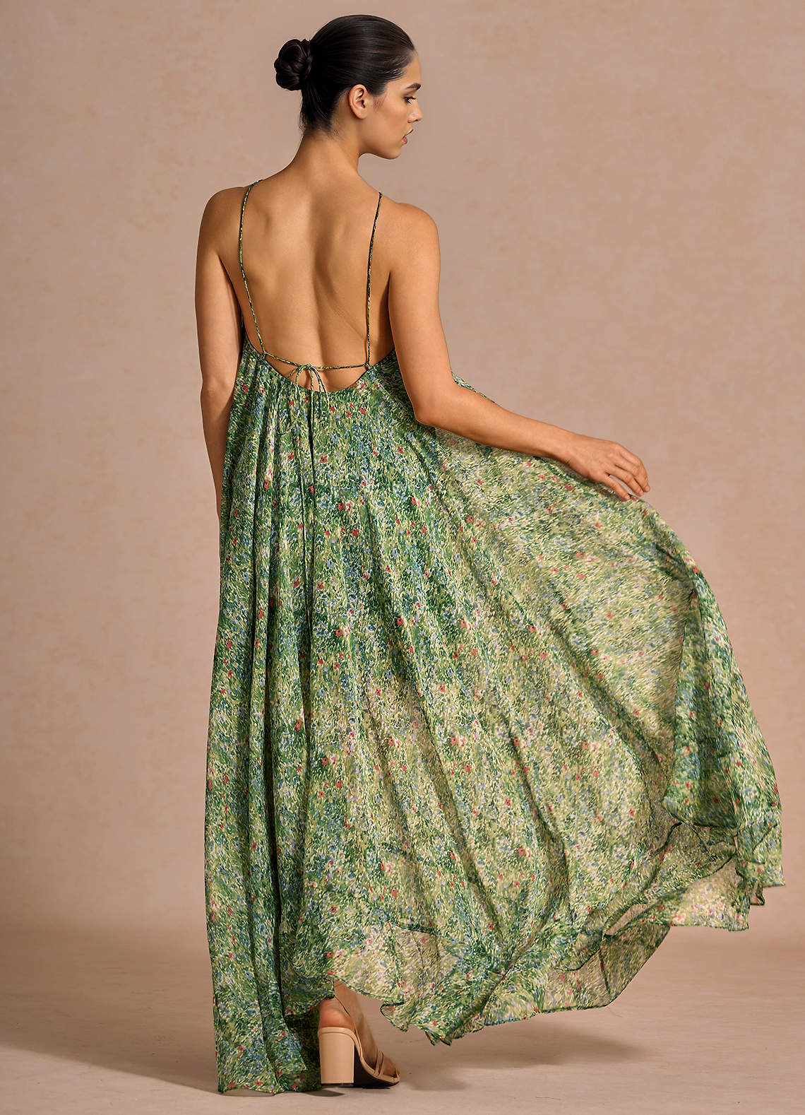 green floral backless dress Jubilee Maxi navy prom dress