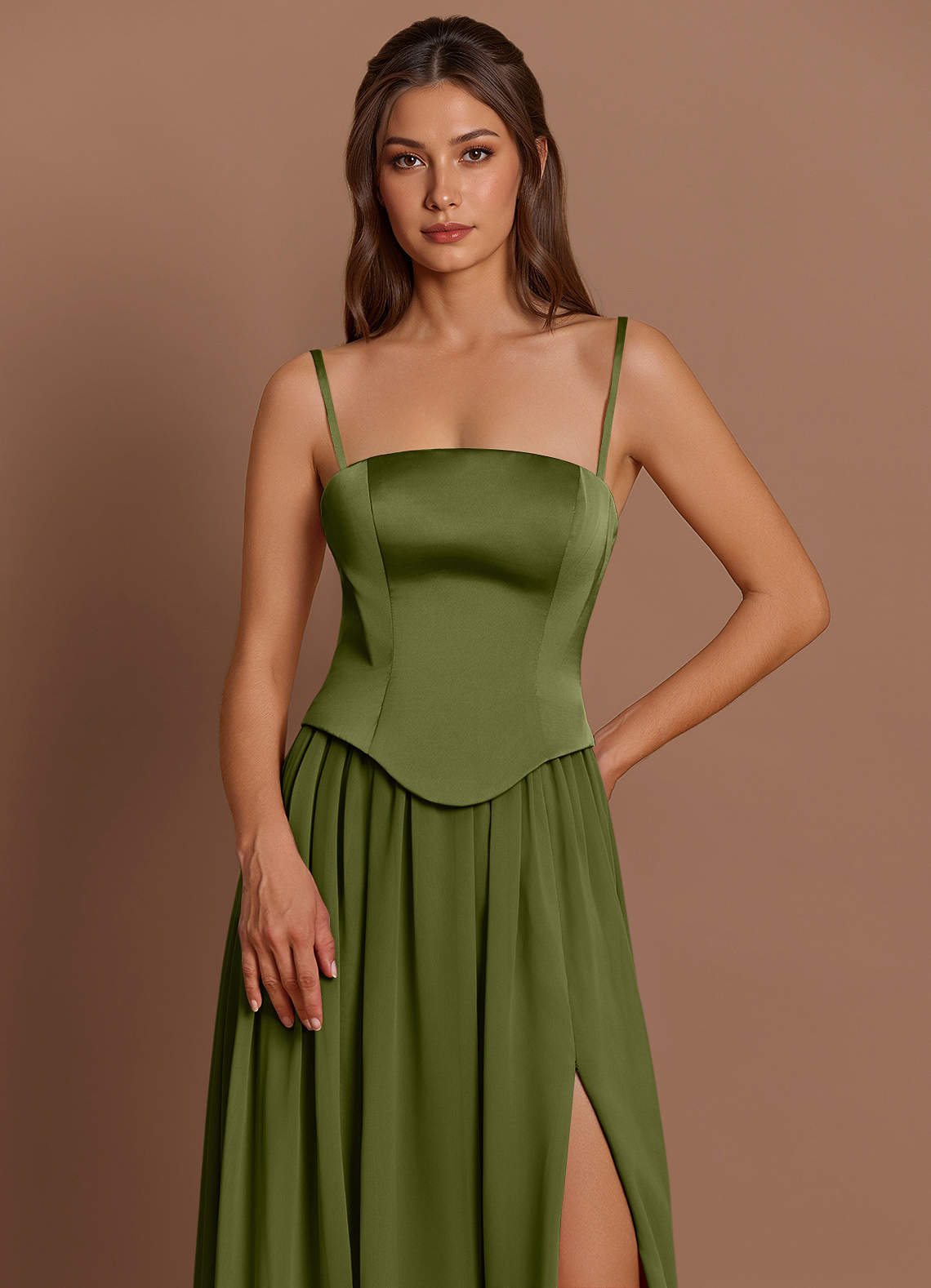 Cadence Olive Maxi Dress | Azazie