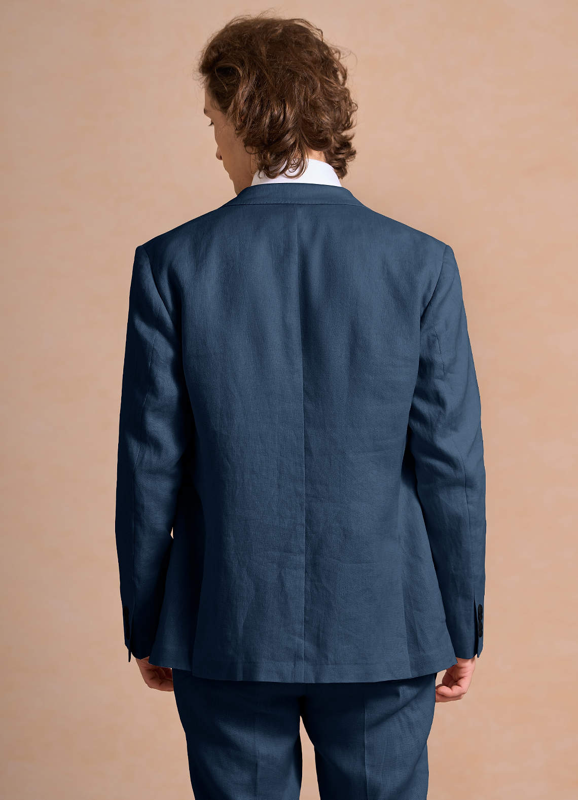 front Harrison Azul Marino Oscuro Chaqueta de traje 100% lino