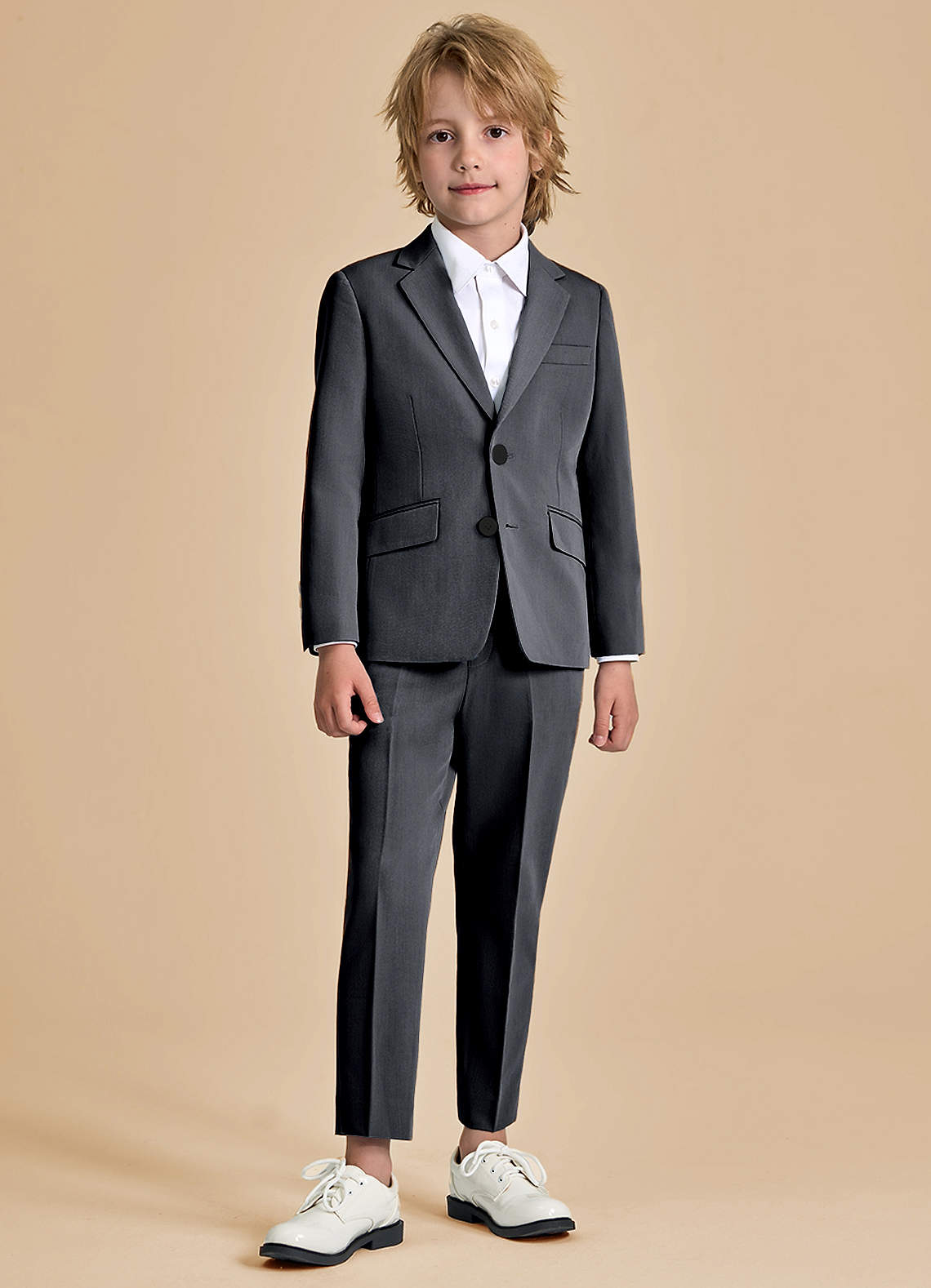 front Oliver Boys Charcoal 2-Piece Suit