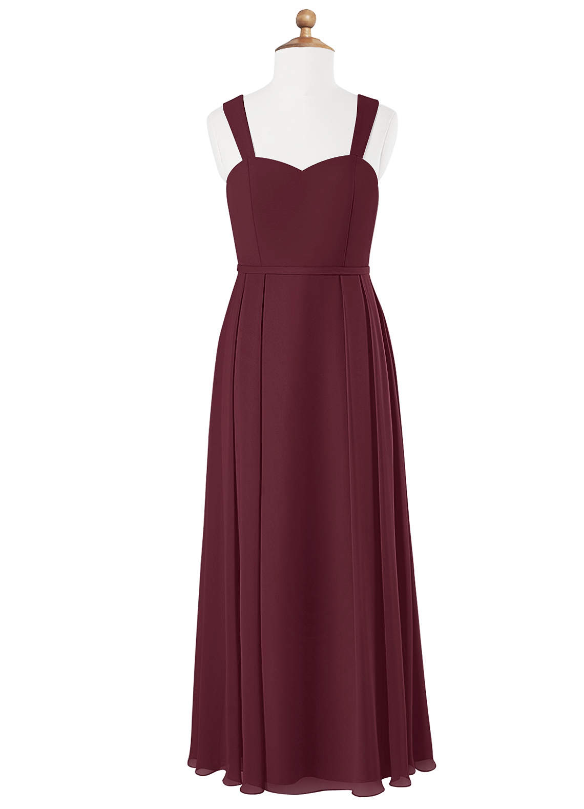 Azazie Simoan Junior Abito A-Line in Chiffon Scollo a Cuore Cabernet image3