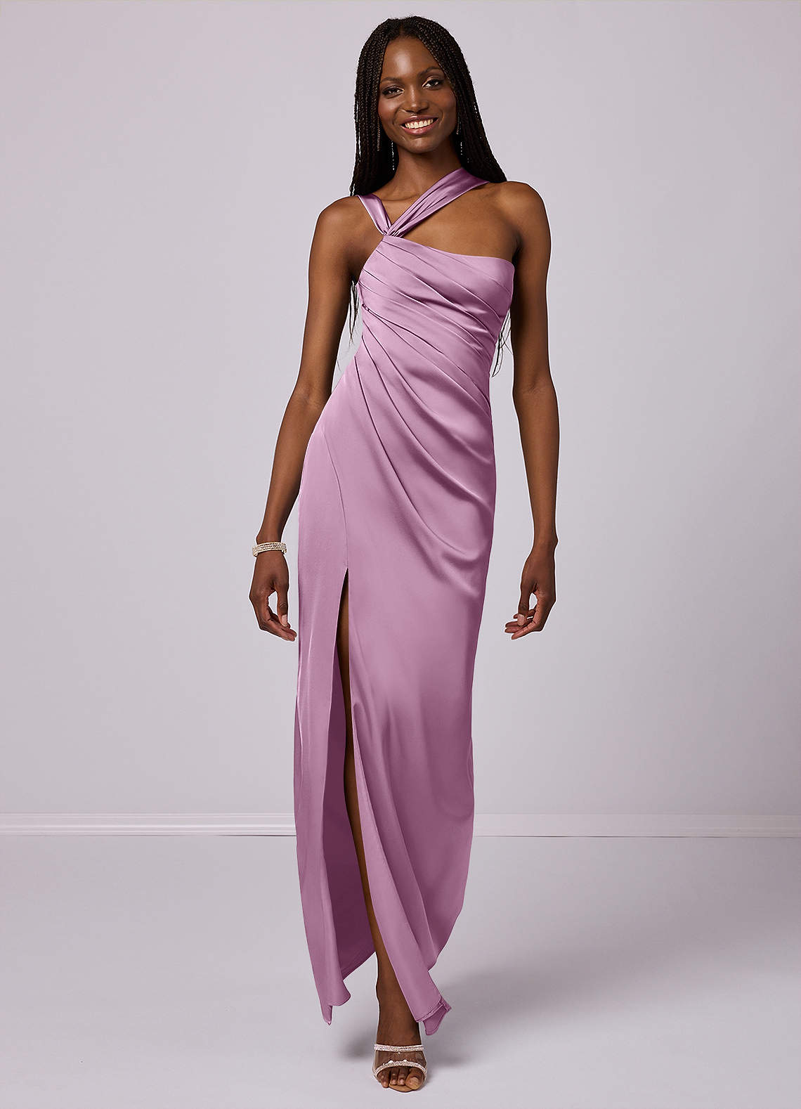 Barbie ♥ Azazie Bridesmaid Dresses Wisteria Mermaid One Shoulder Stretch Satin Dress image1