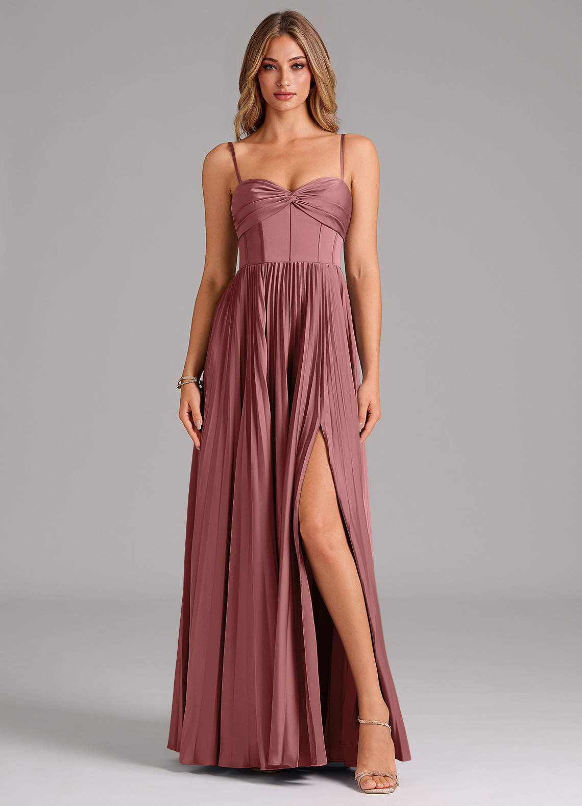 Azazie Tyla Bridesmaid Dresses Amethyst A-Line Sweetheart Neckline Stretch Satin Dress image1