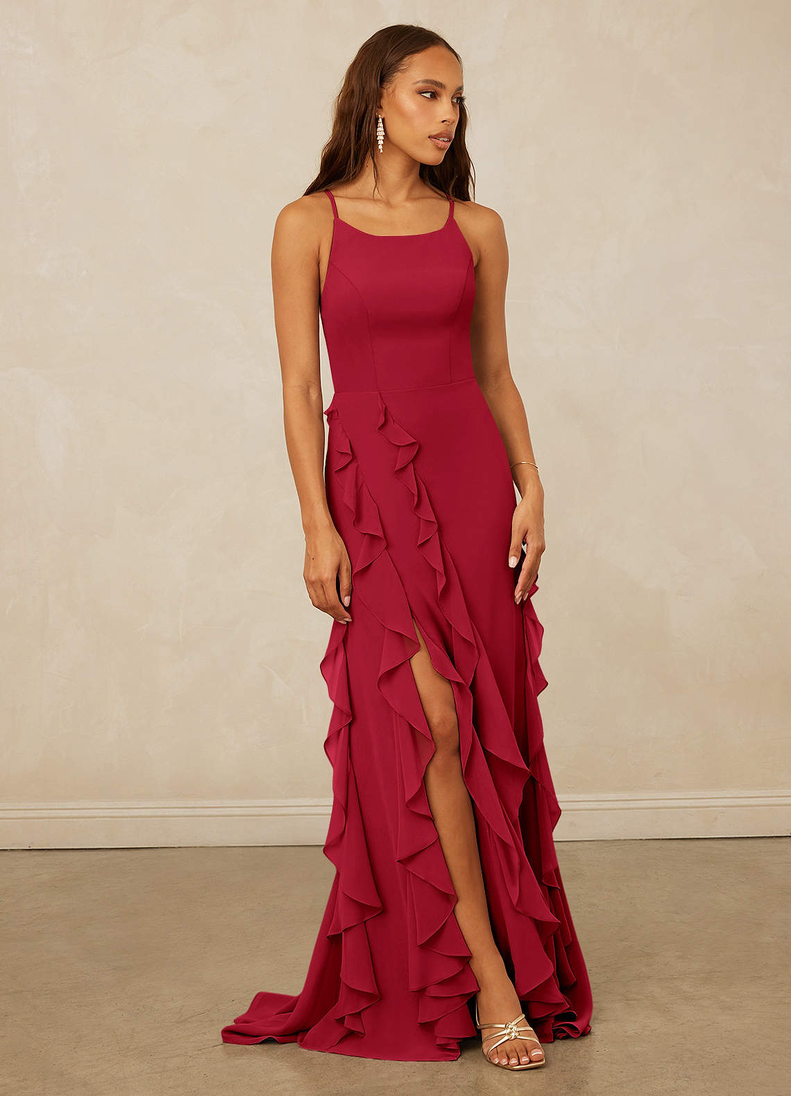 Christian Siriano Bridal for Azazie 1006 Bridesmaid Dresses Scarlet Mermaid Ruched Chiffon Dress image1