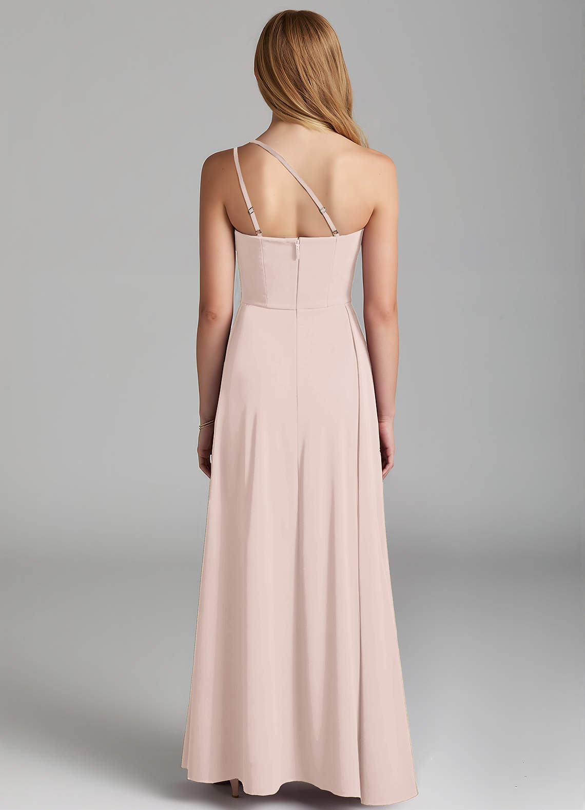 Azazie Maron Junior Linia A Pofałdowany Satyna elastyczna Długość podłogi Młodsza druhna Sukienka image3