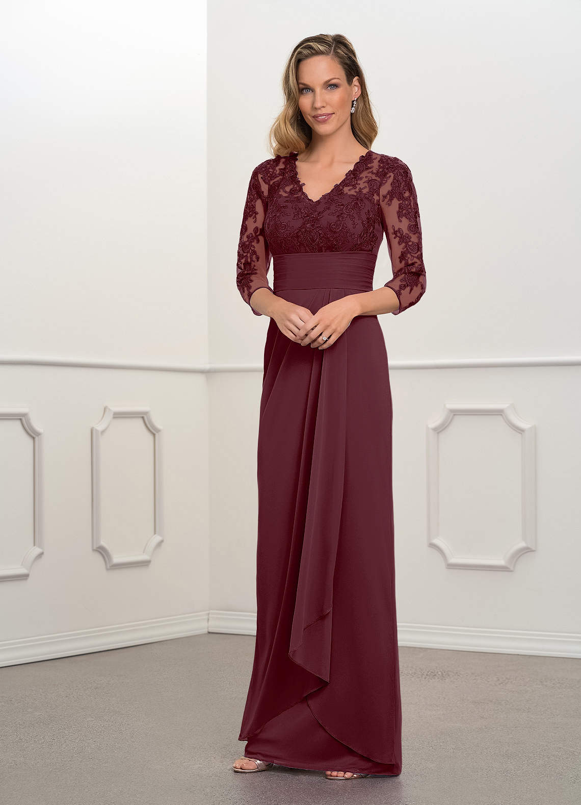 Azazie Poe Mother of the Bride Dresses Sheath Lace Floor-Length Dress image1