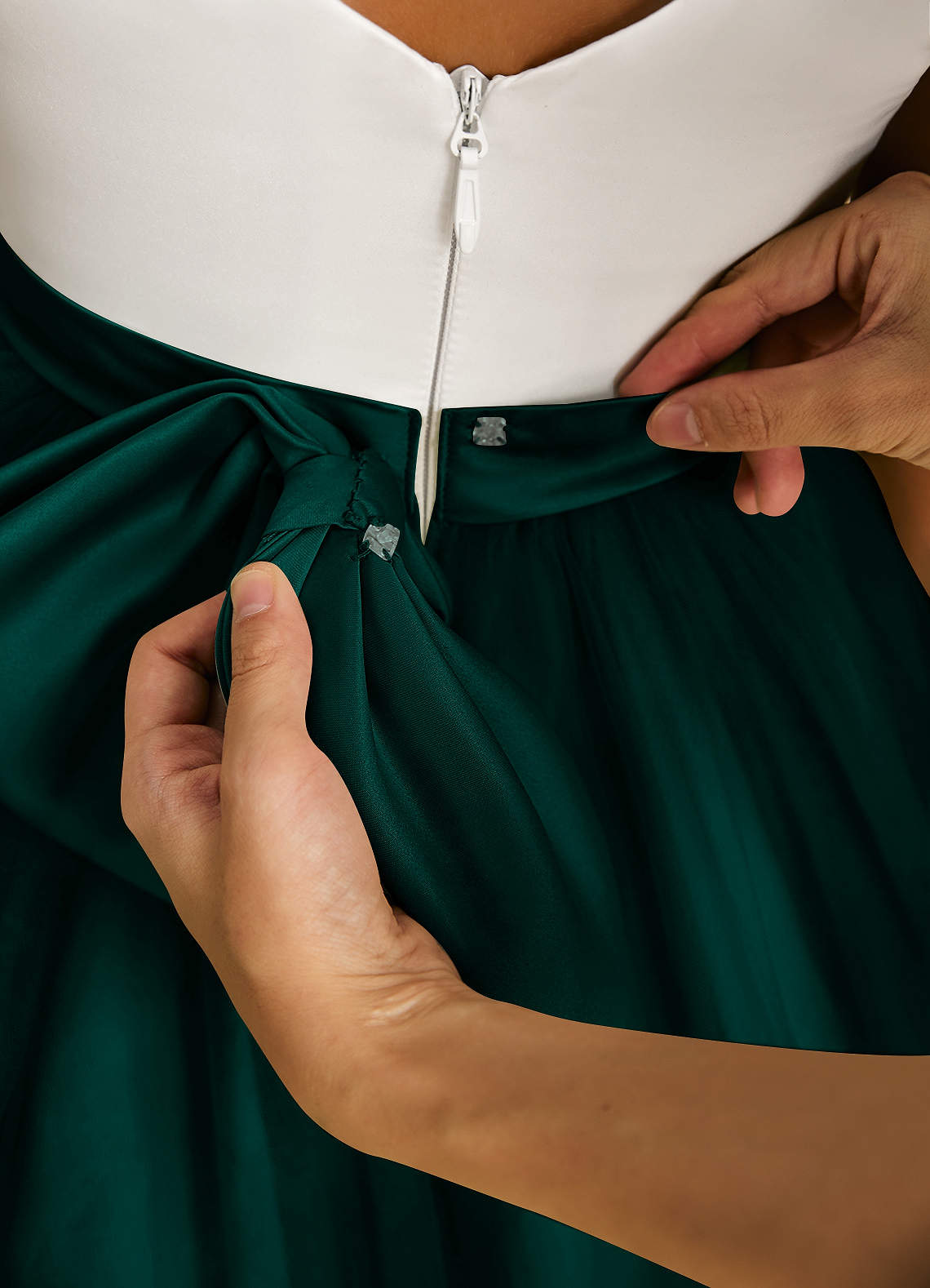 Azazie Sprout Flower Girl Dresses Pine A-Line Bow Tulle Dress image4