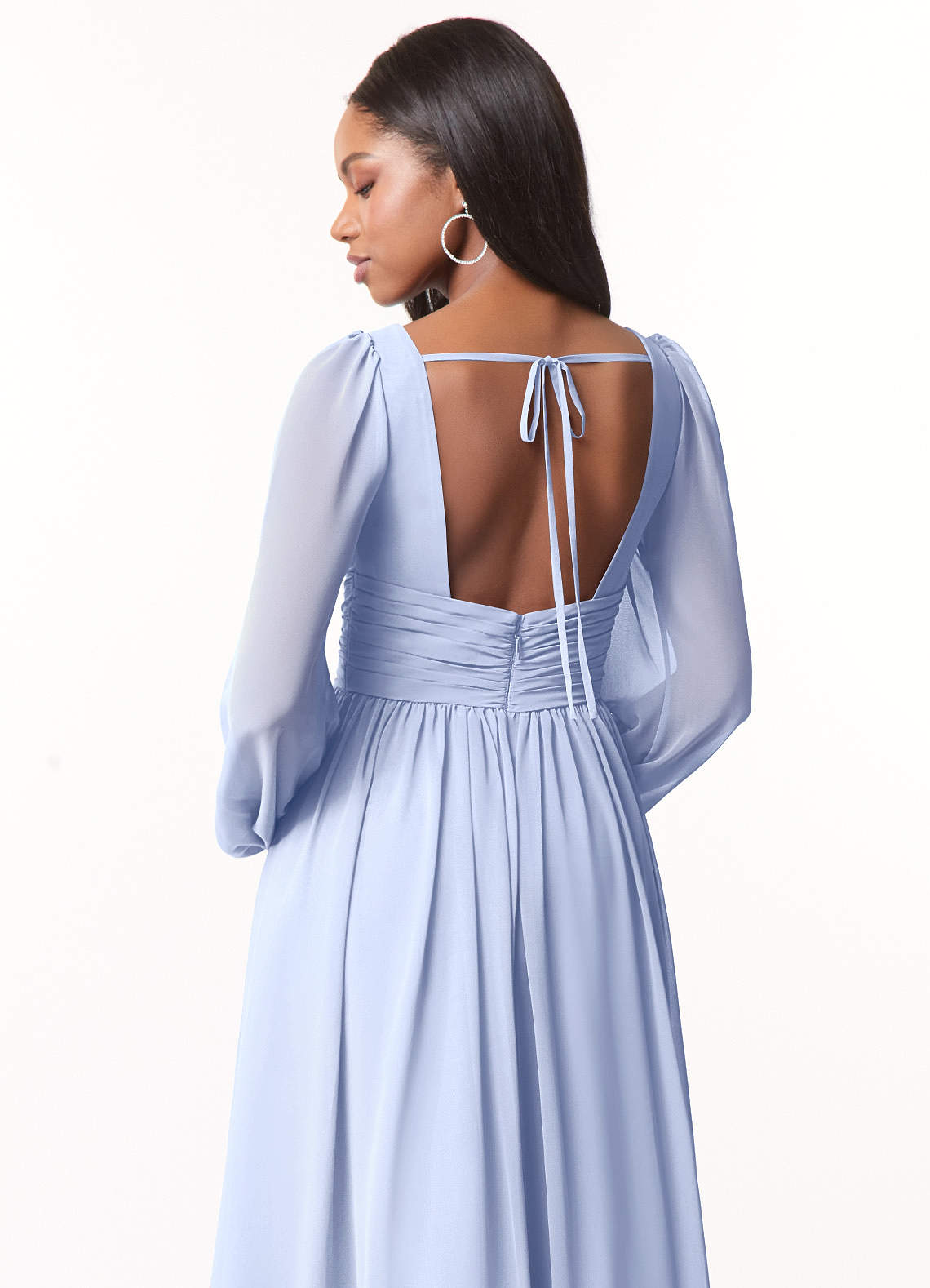 Azazie Norah Vestidos de madrinha de casamento Vestido Gelo de Chiffon de Linha A com Manga comprida image2