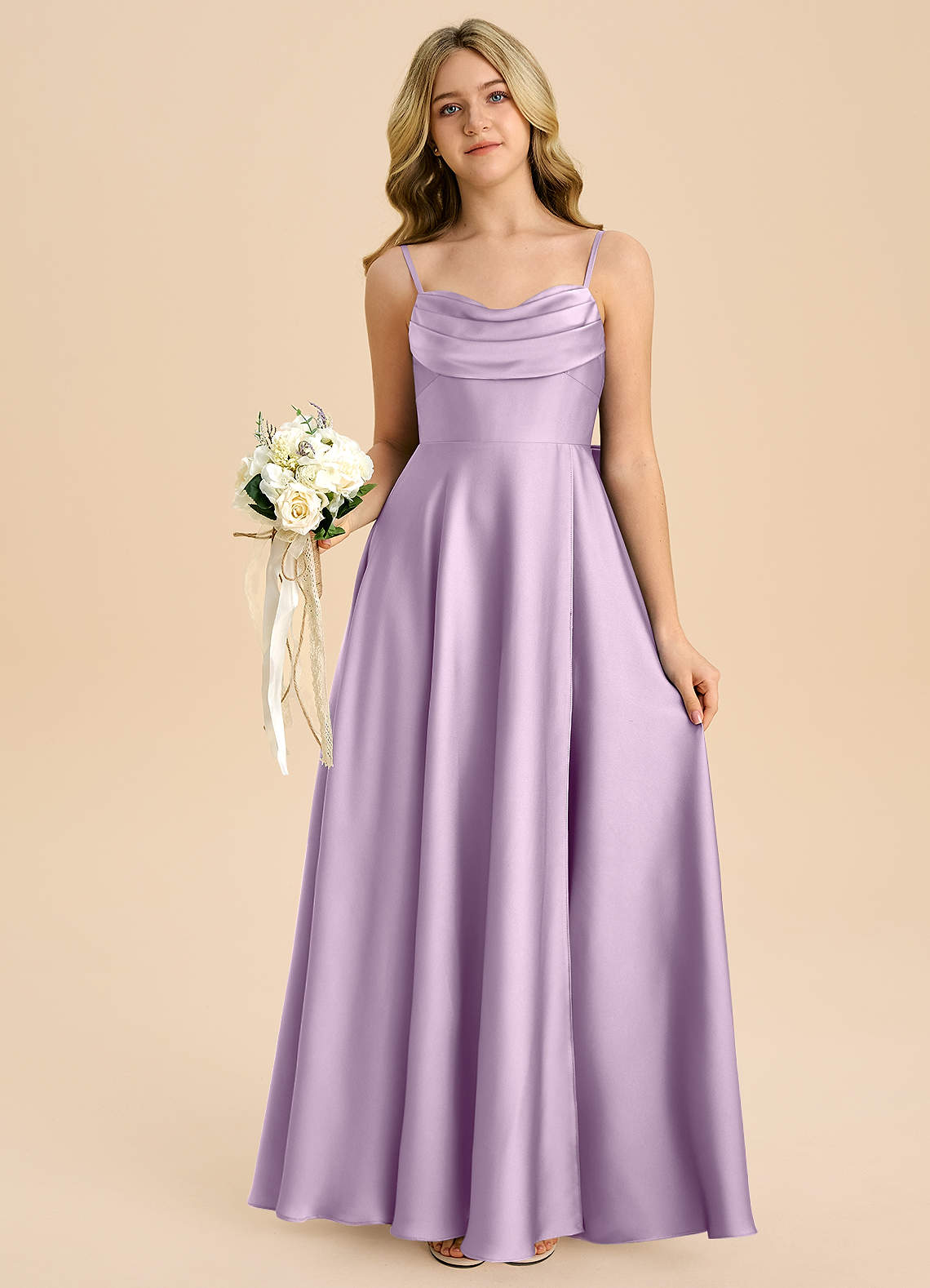 Azazie Bear Junior Ganache A-Line Sweetheart Neckline Stretch Satin Dress image6