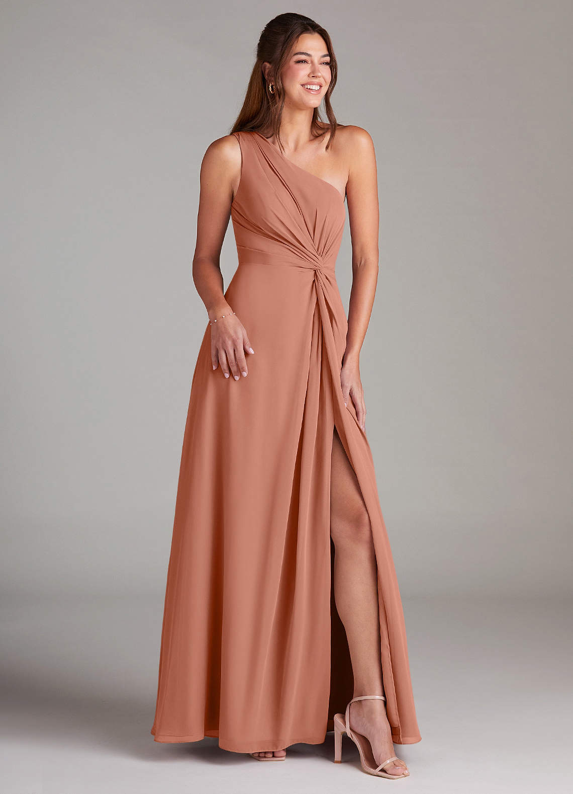 Azazie Brooke Bridesmaid Dresses MAI TAI A-Line One Shoulder Chiffon Dress image3