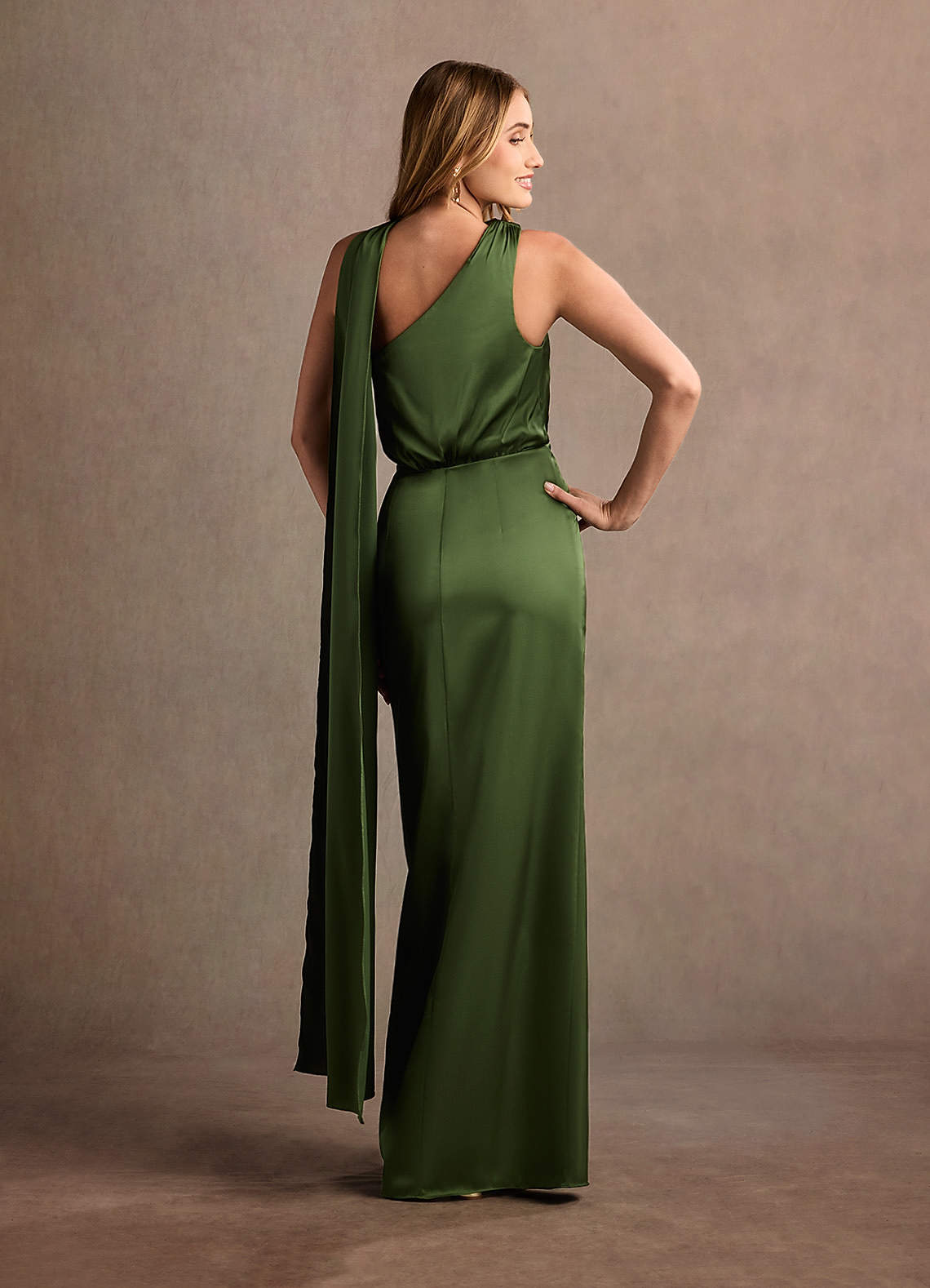 green emerald velvet dress Women's I'm Stuck On You Asymmetric Bodycon Mini Dress in Olive main image 1