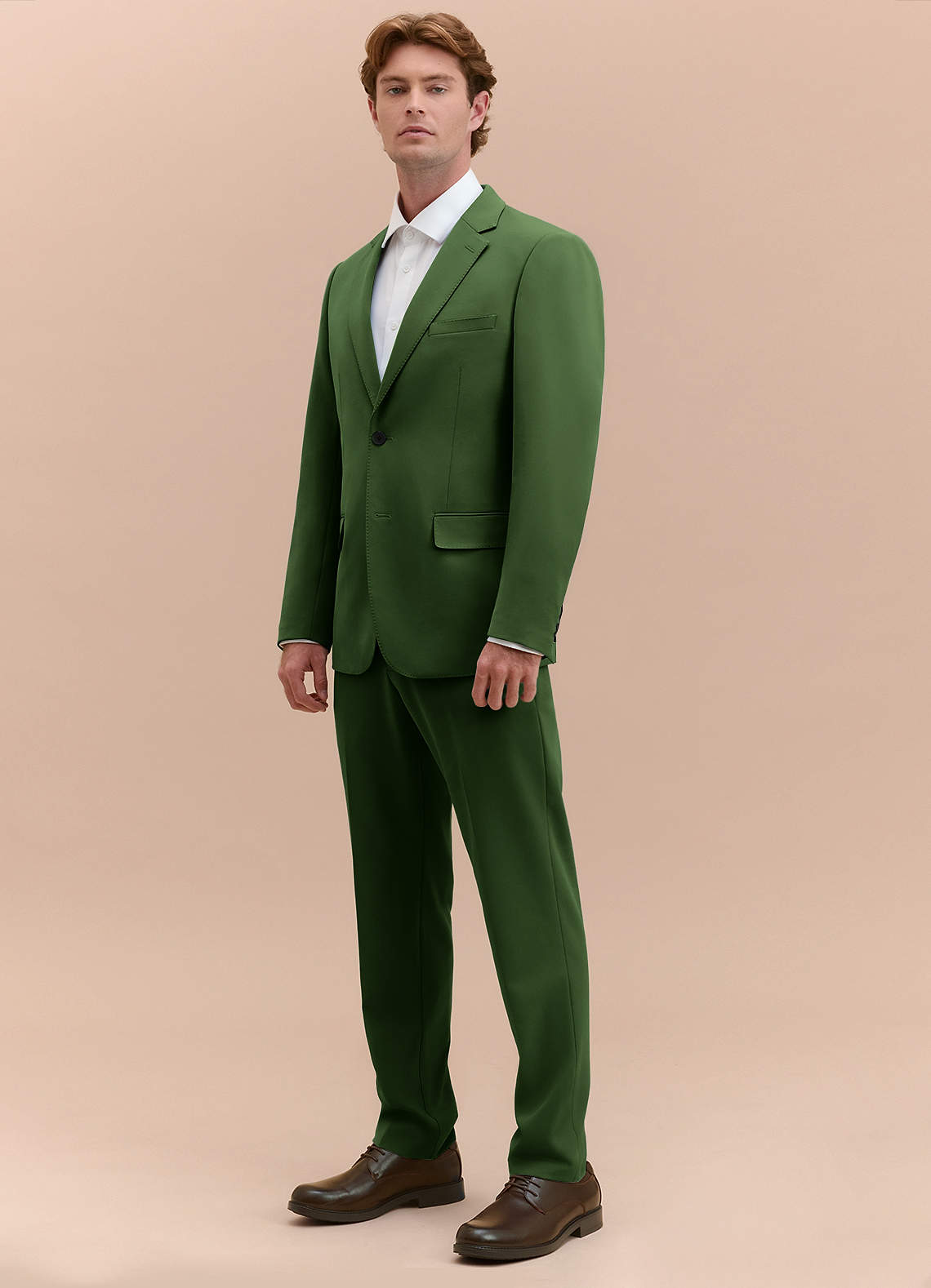 front James Olive Structured Stretch Suit