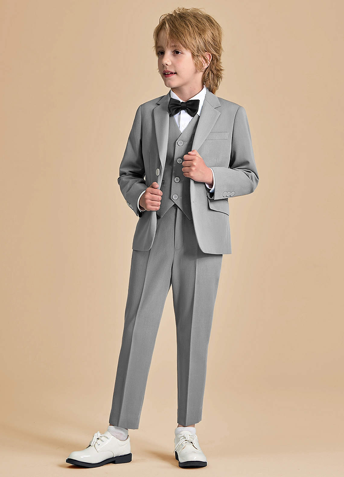 front Oliver Boys Grey 5-Piece Suit