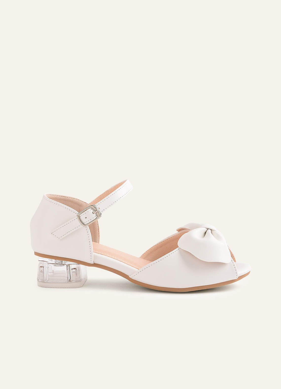 front Open Toe Bow Girl's Block Heels