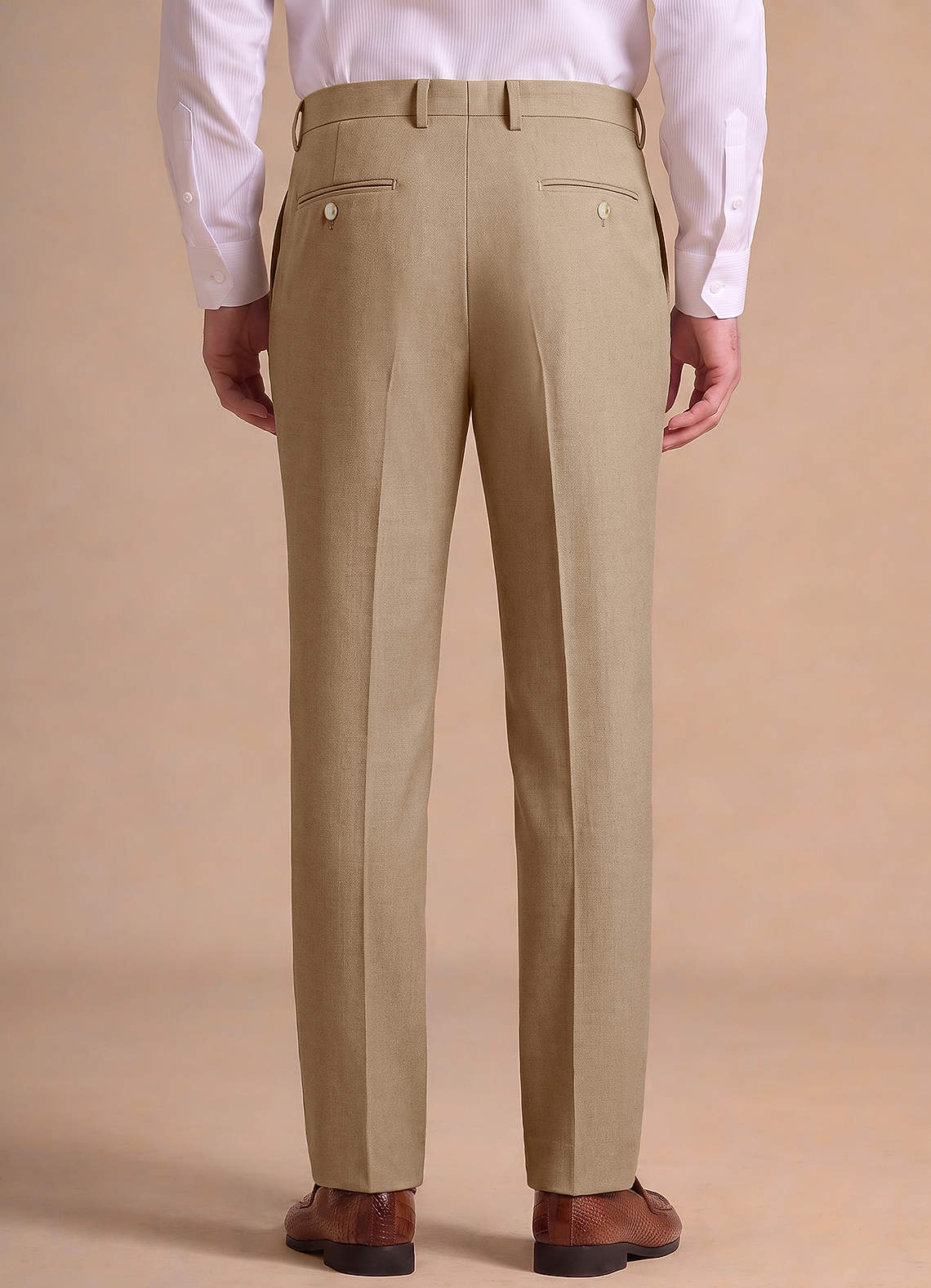 front Bennett Tan Wool Blend Suit Pants
