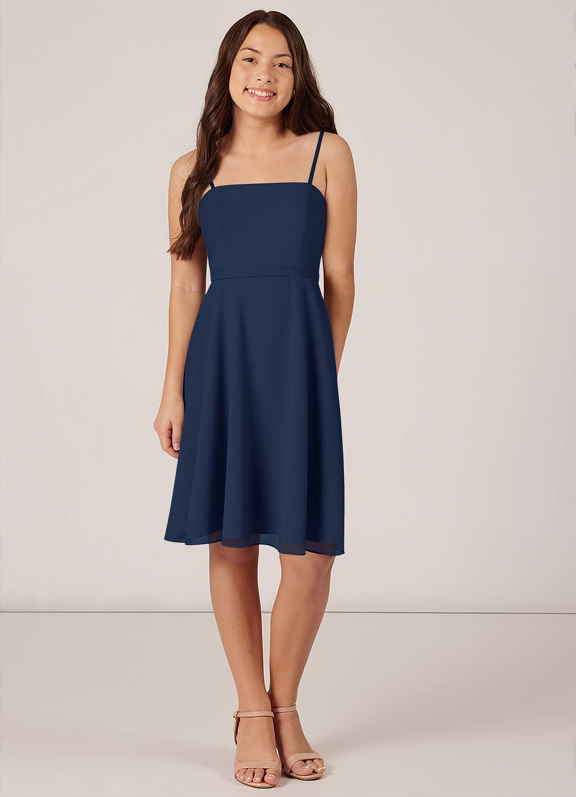 Azazie Kalie Junior Ready to Ship Bridesmaid Dress in Dark Navy | Azazie