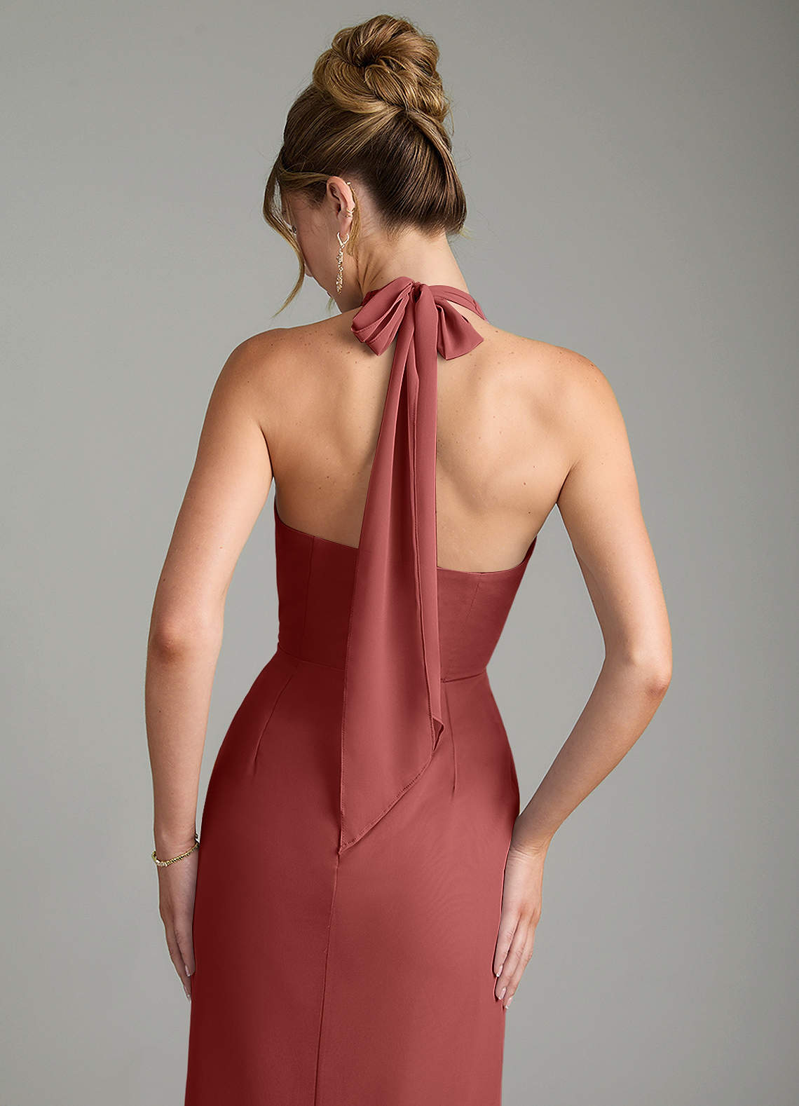 Azazie Arnelle Ready to Ship Terracotta Chiffon Bridesmaid Dresses
