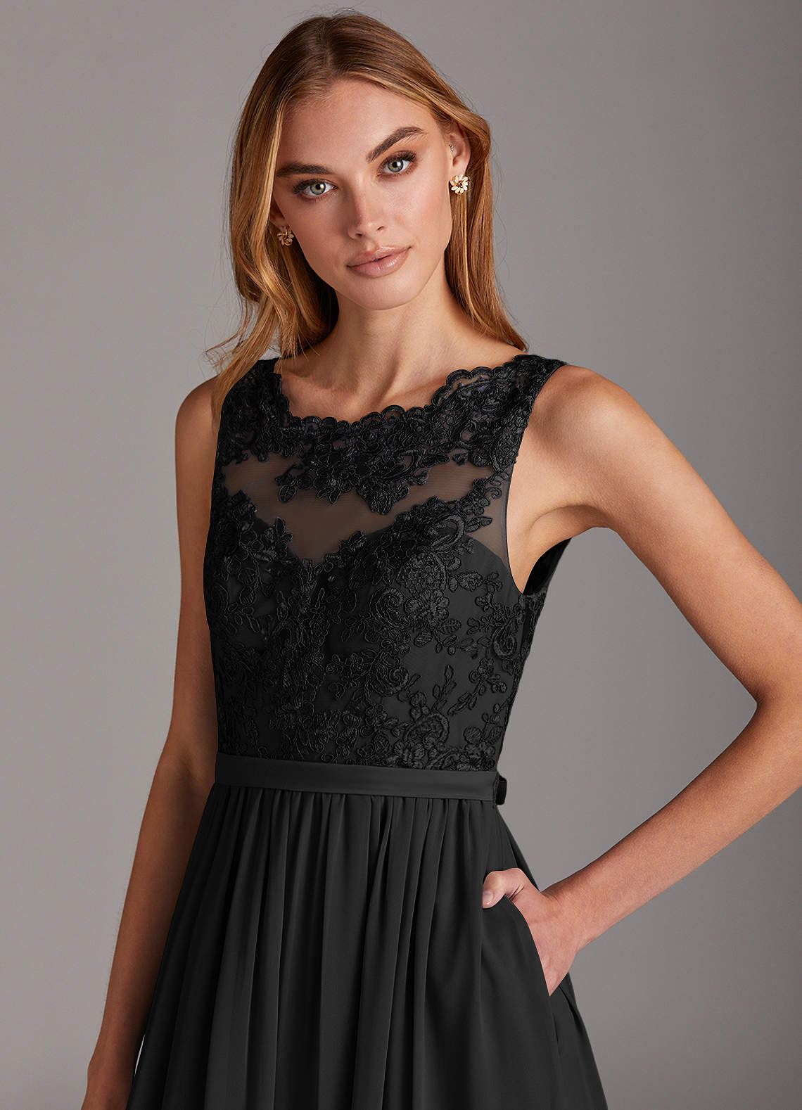 Azazie Elly Black Chiffon Bridesmaid Dresses | Azazie DE Azazie Elly Black Chiffon Bridesmaid Dresses | Azazie DE