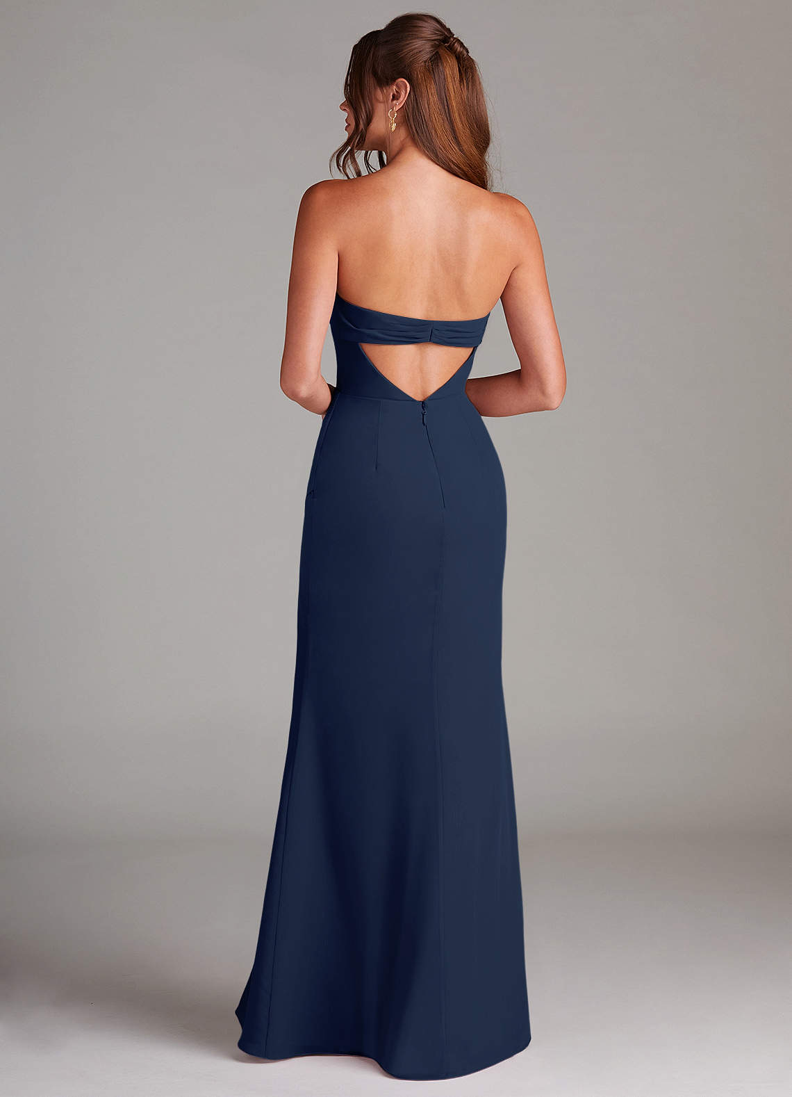 Azazie Leonis Bridesmaid Dresses Dark Navy Sheath Strapless Chiffon Convertible Dress image4