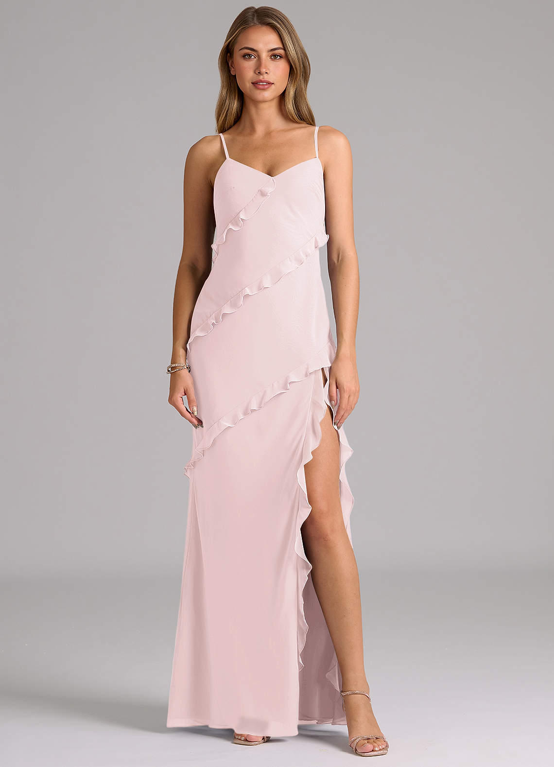 Azazie Nancie Abiti da Damigella Abito Sirena in Chiffon Increspato Rosa Rossore image1