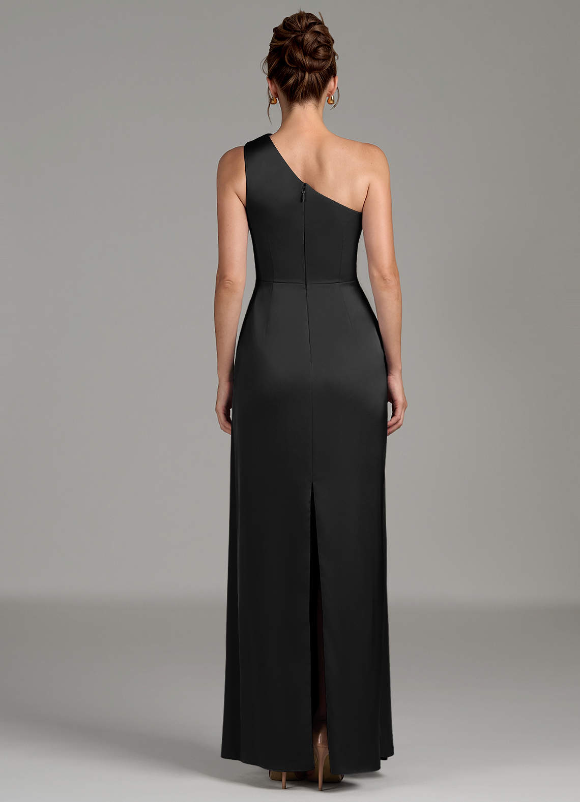 Azazie Zahira Ready to Ship Black Stretch Satin Bridesmaid Dresses