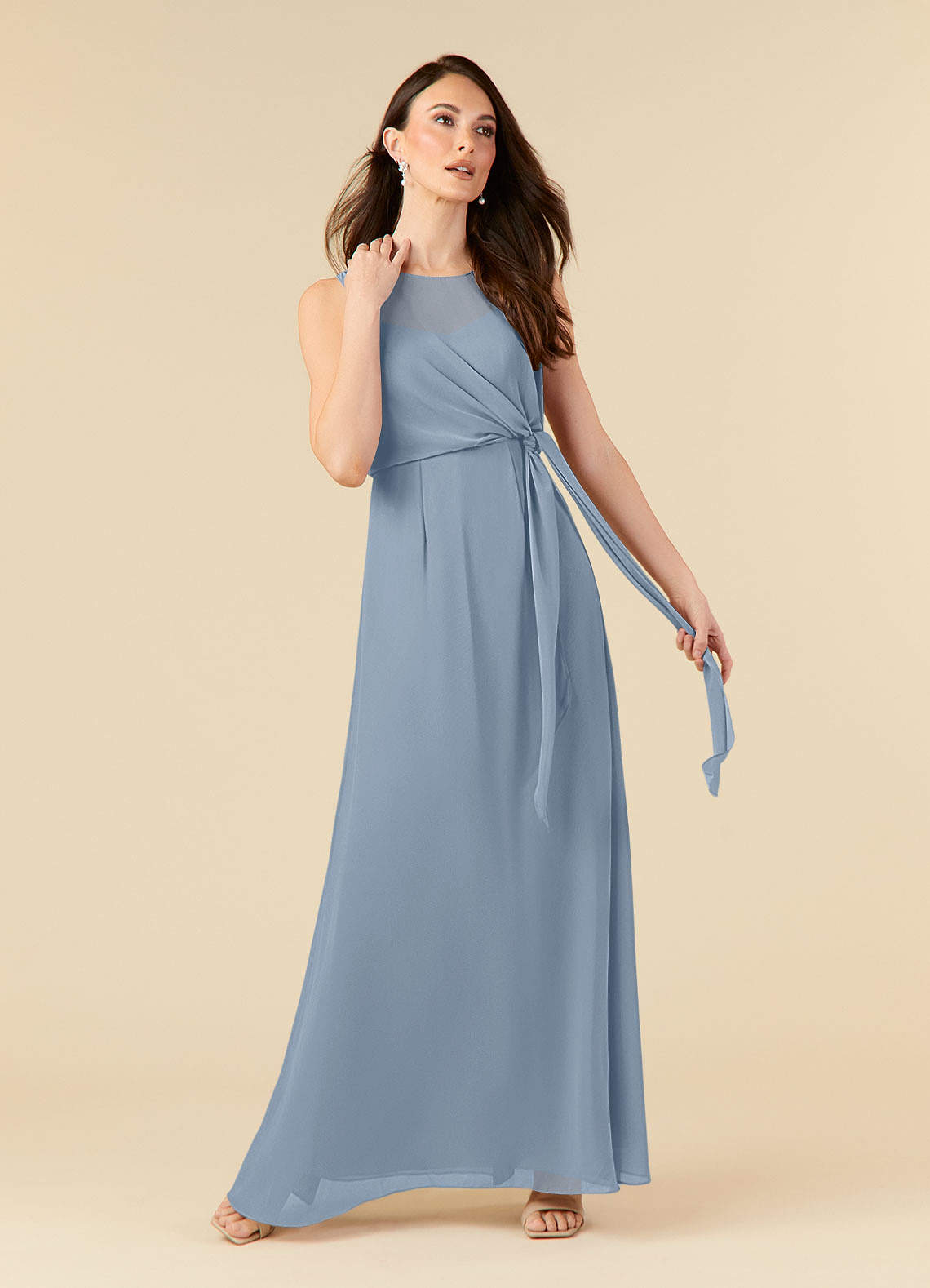 Azazie Marchioness 신부의 어머니 드레스 A라인 쉬폰 바닥 길이 드레스 image1