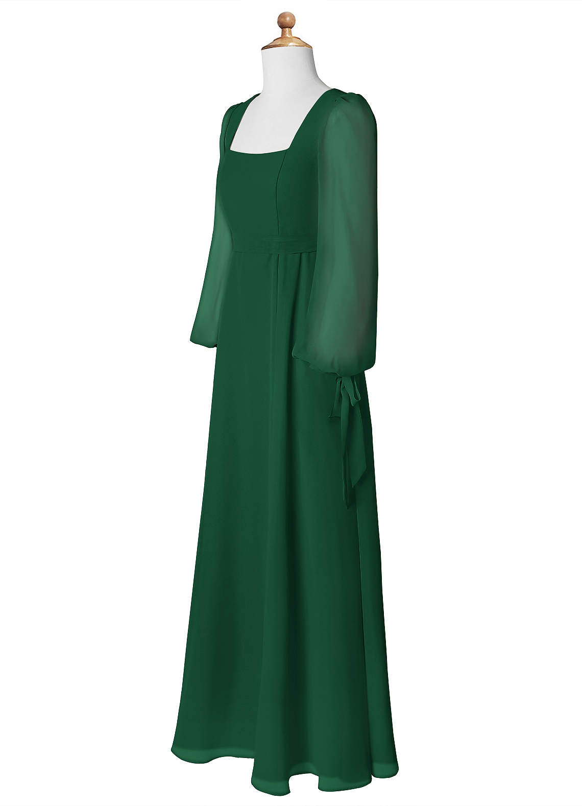 Azazie A-Line/Princess Square Neck Floor-Length Chiffon Junior Bridesmaid Dresses - Dark Green