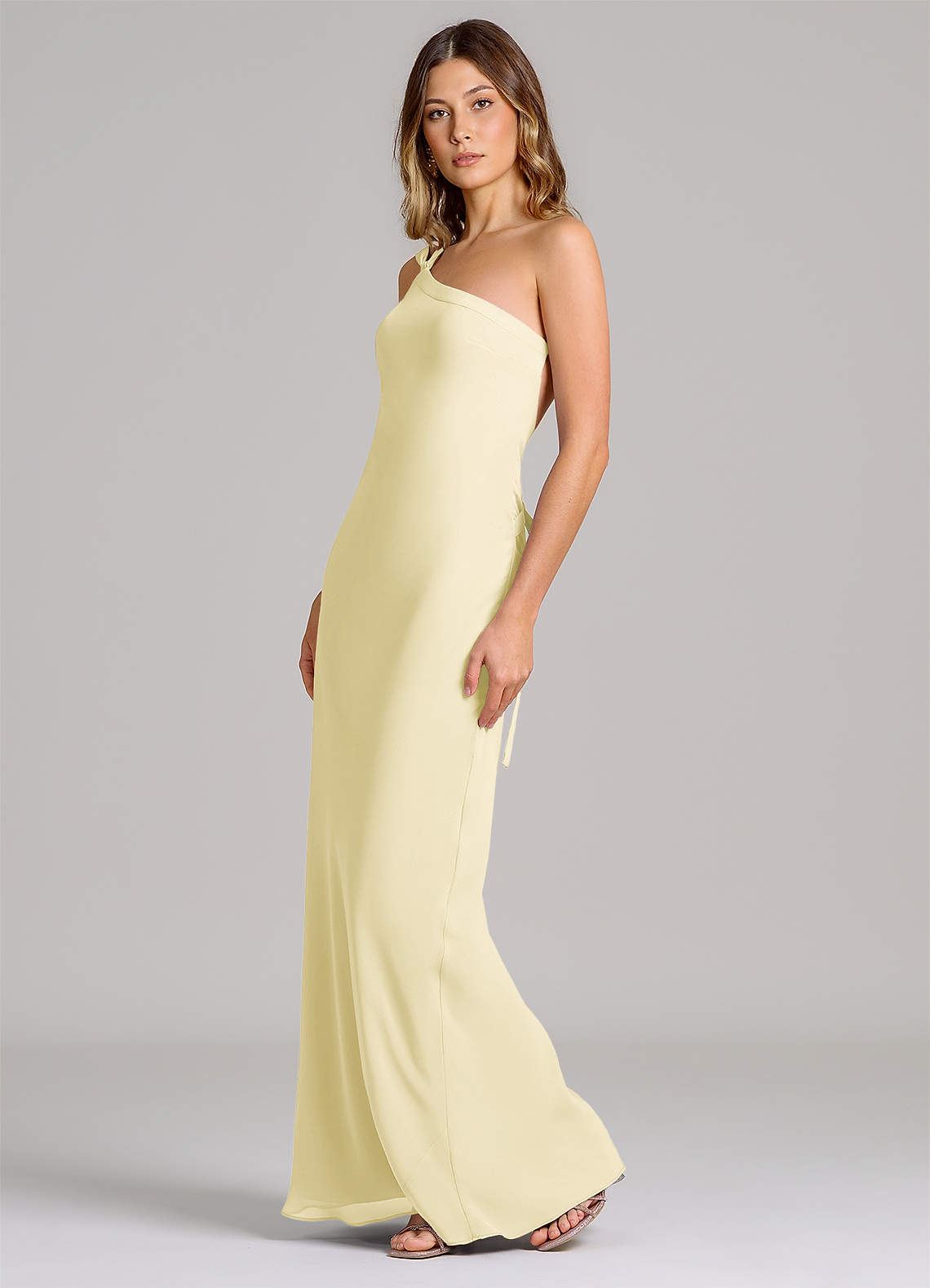 sachin and babi light blue dress Grand Sheath Off-The-Shoulder Pleated Floor-Length 30D Chiffon Prom Dress main image 1