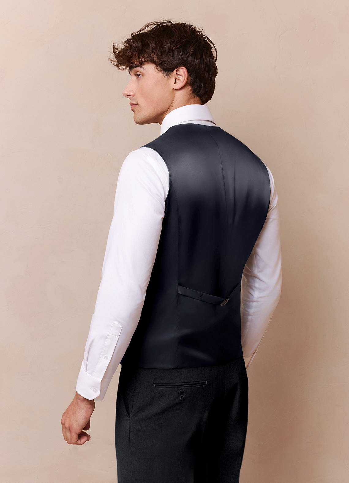 front Savile Charcoal Wool Blend Suit Vest