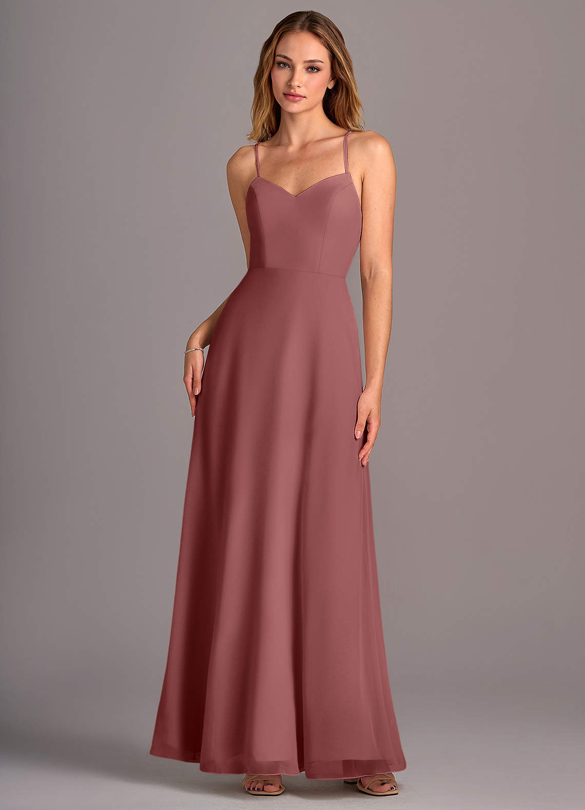 Azazie Mei Vestidos de damas de honor Vestido de Amatista de Gasa de Corte en A image1