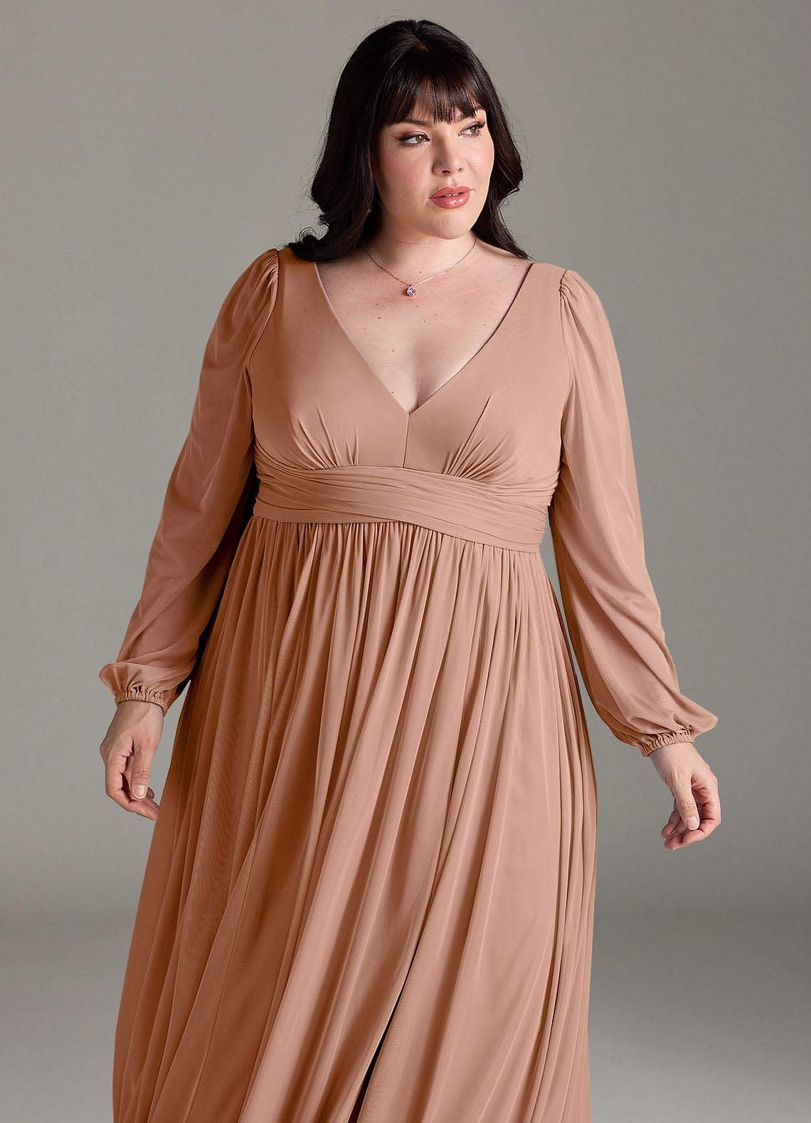 Azazie Norah Champagne Rose Chiffon Bridesmaid Dresses | Azazie