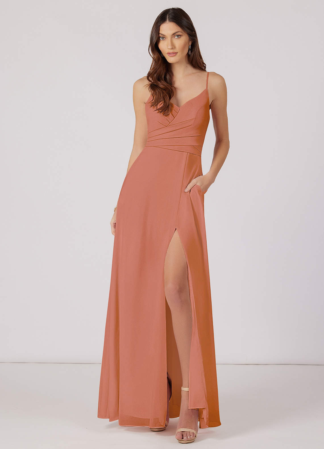 Azazie Citrina Bridesmaid Dresses A-Line Convertible Chiffon Floor-Length Dress image1