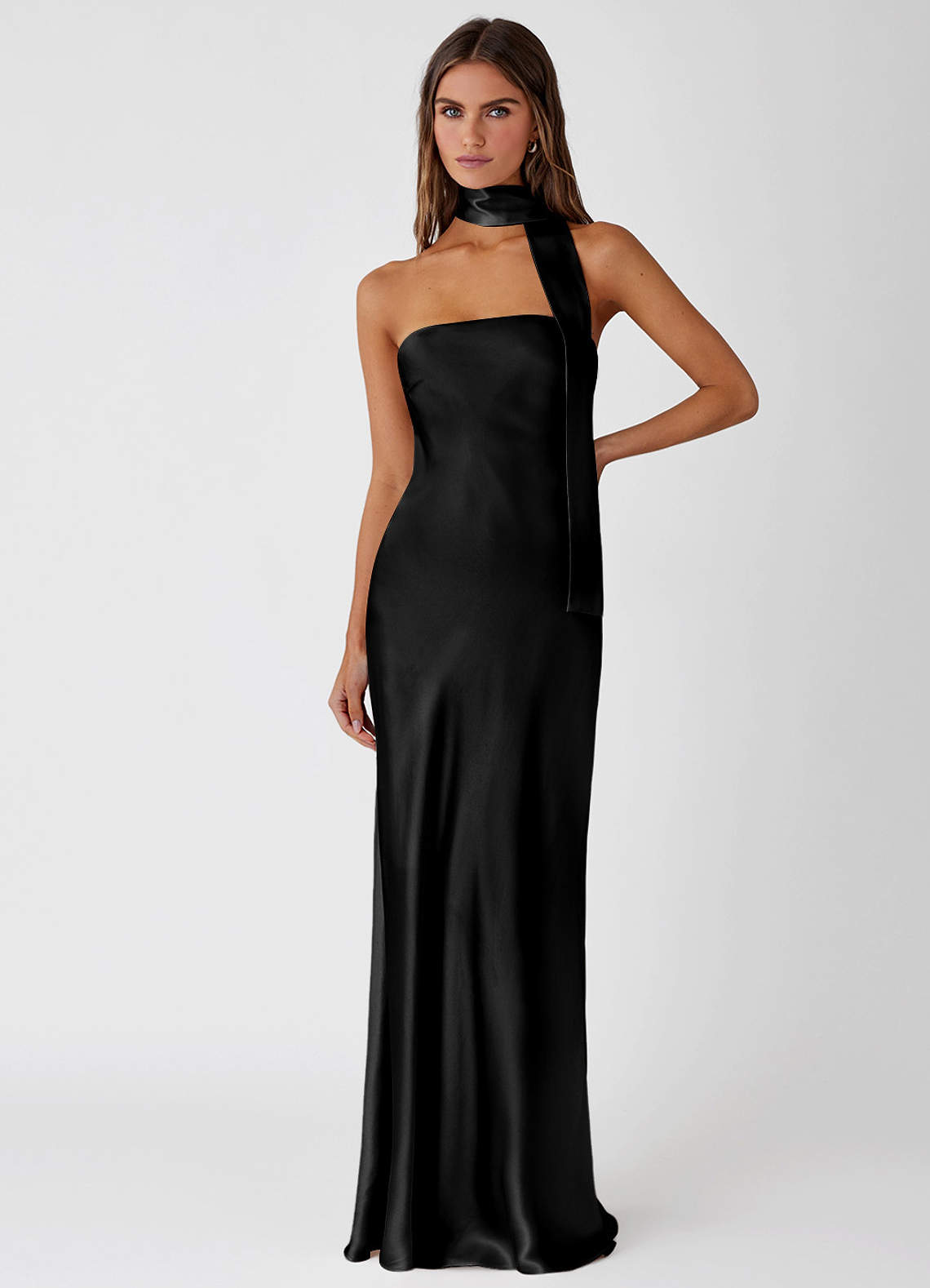 Serendipity Black 100% Washable Silk Maxi Dress | Azazie AU