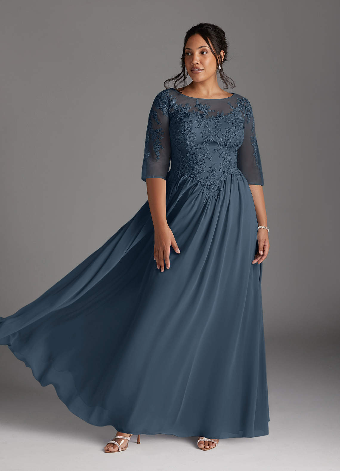 Azazie Mirielle Mother of the Bride Dresses Neptune A-Line Scoop Lace Chiffon Dress image1