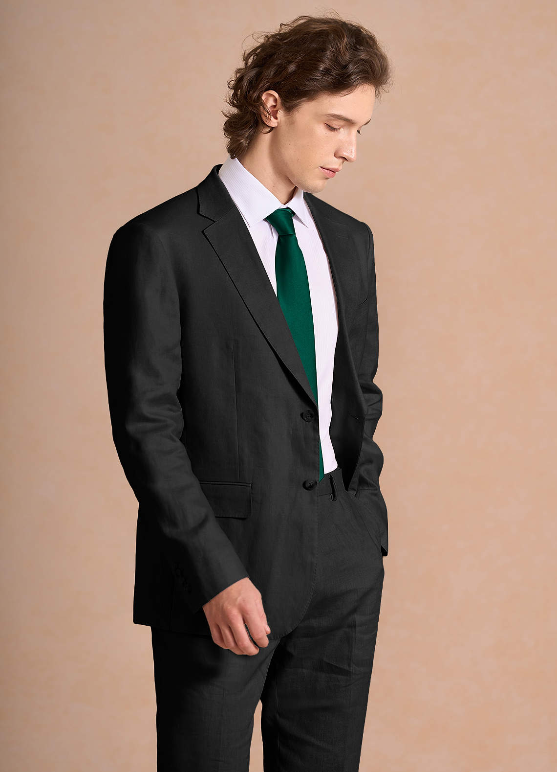 front Harrison Black 100% Linen Suit Jacket