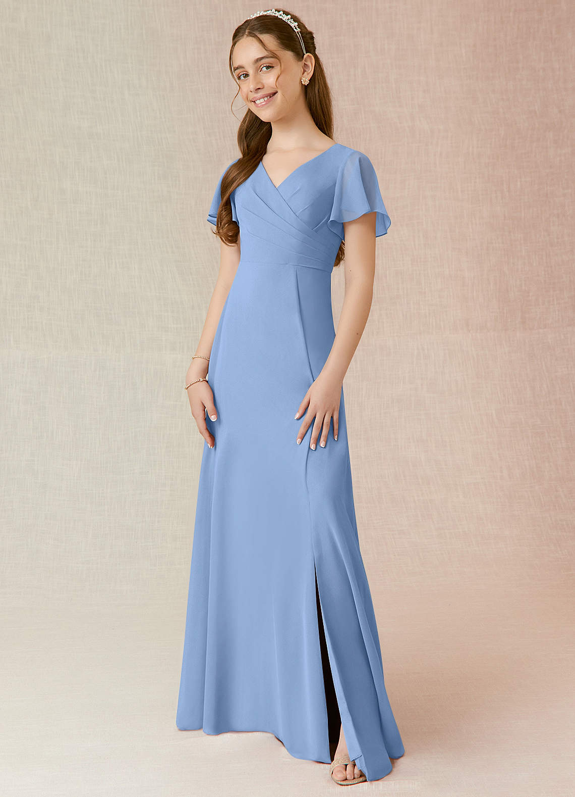Azazie Induh Junior Bridesmaid Dress in Steel Blue Azazie