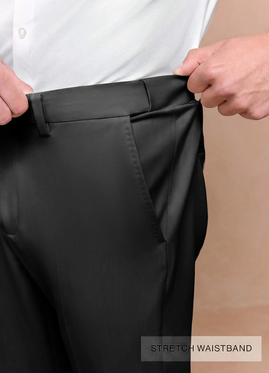 front Vincent Svart Strukturerade klänningsbyxor med hög stretch