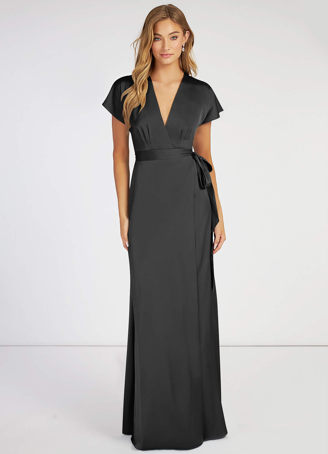 Black Azazie Nico Stretch Satin Dress Bridesmaid Dresses | Azazie