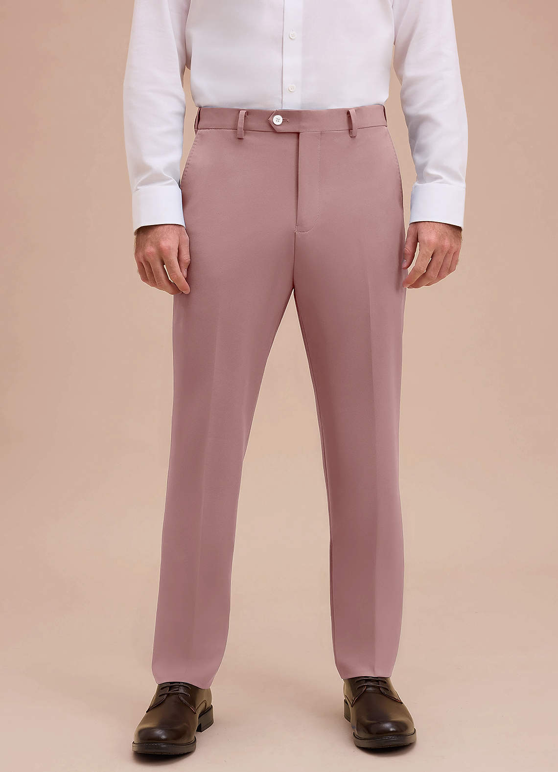 front Ethan Dusty Rose Refined Weave Dress Pants