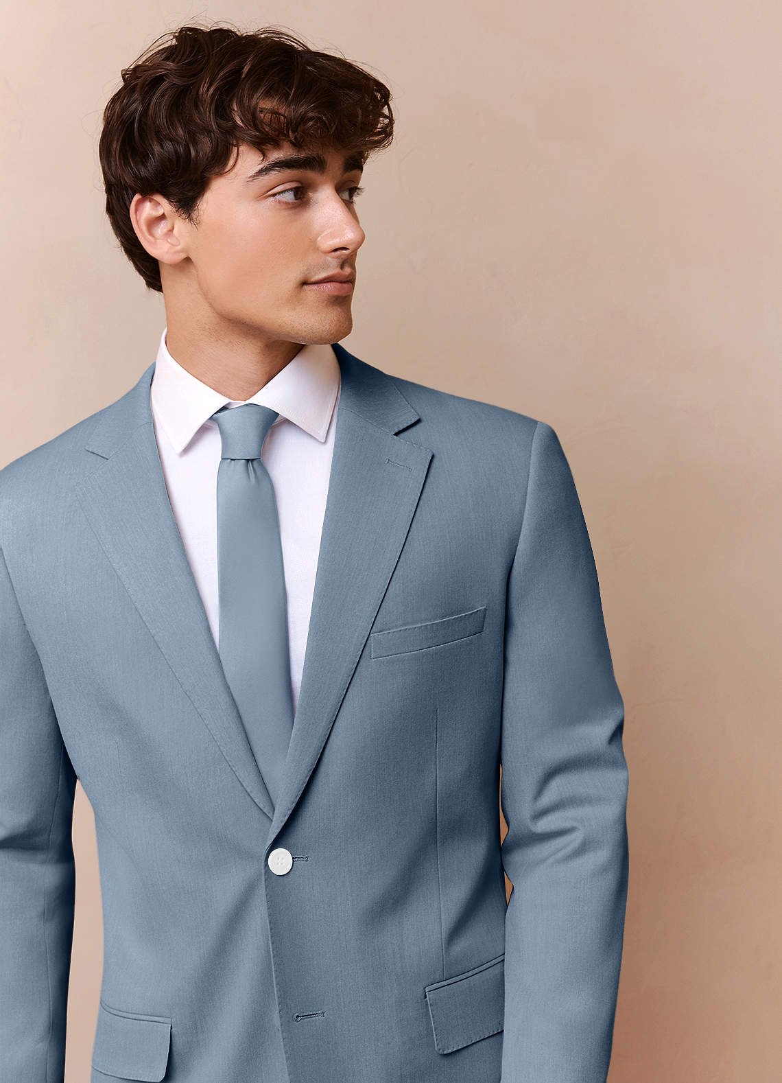 front James Dusty Blue Structured Stretch Suit Jacket