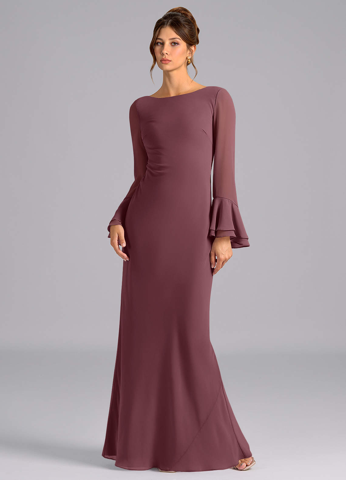 Azazie Leone Bridesmaid Dresses Sangria Mermaid Corset Chiffon Dress image1