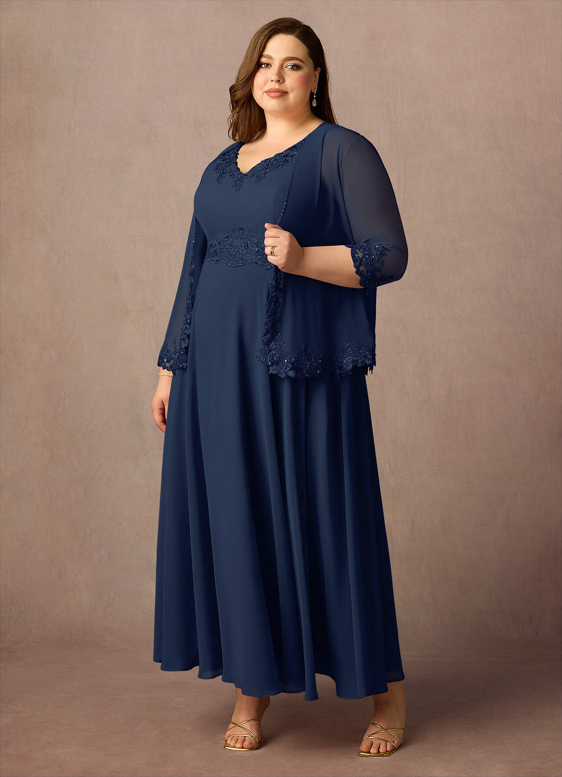 Azazie Devana Mother of the Bride Dresses Dark Navy A-Line Sequins Chiffon Dress image3