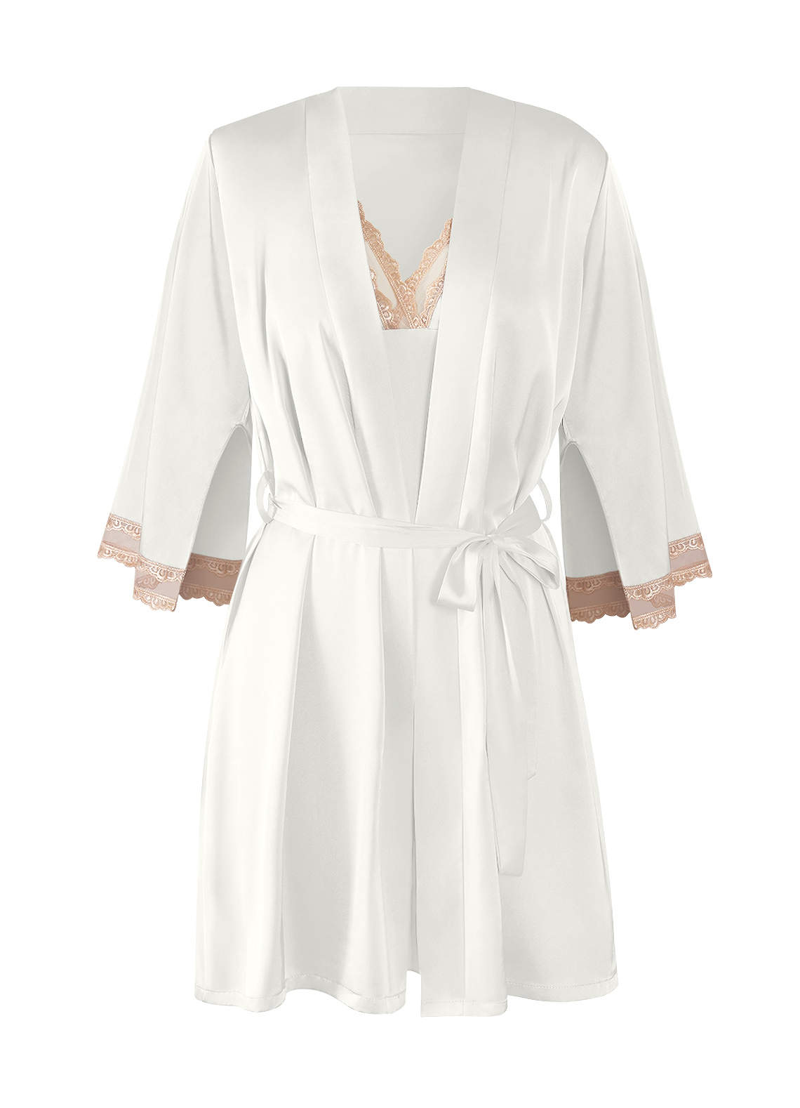 Ivory Sling Hollow Nightgown Two-Piece Set With Breast Pad Robes | Azazie