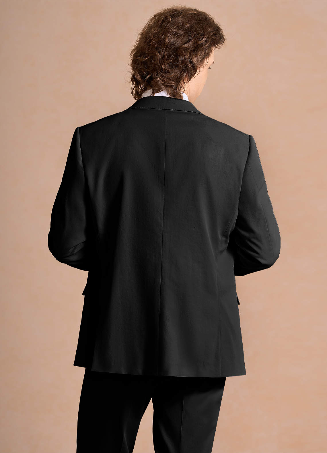 front Carter Black Cotton Linen Blend Suit Jacket