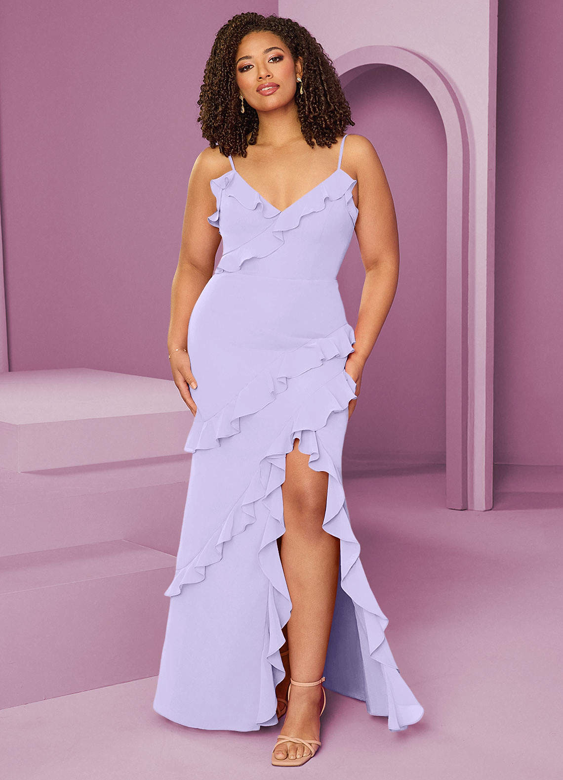Barbie ♥ Azazie Bridesmaid Dresses Lilac Sheath Chiffon Dress image1